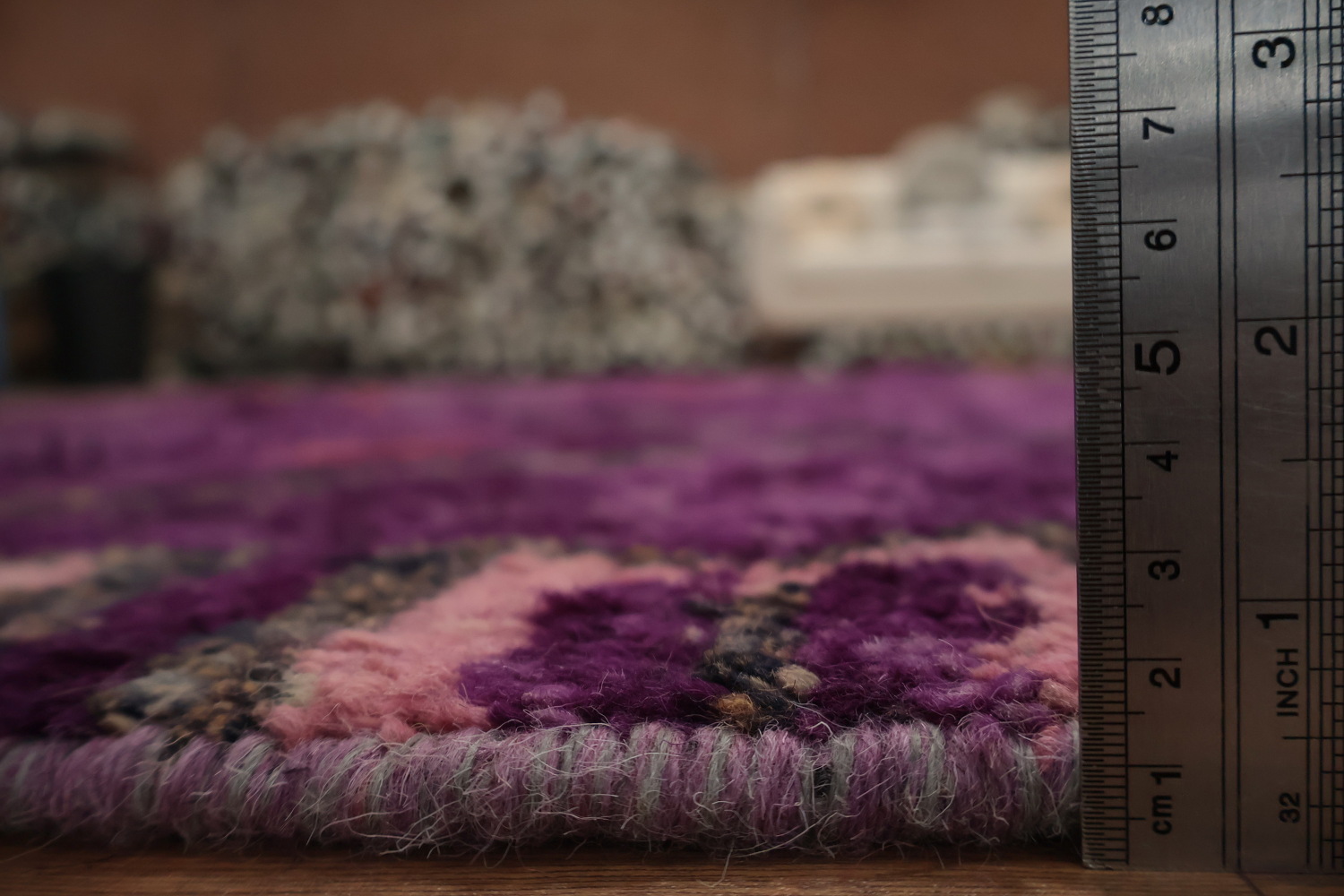 Elegant Purple Plush Moroccan Area Rug 9x13 with Tribal Motifs