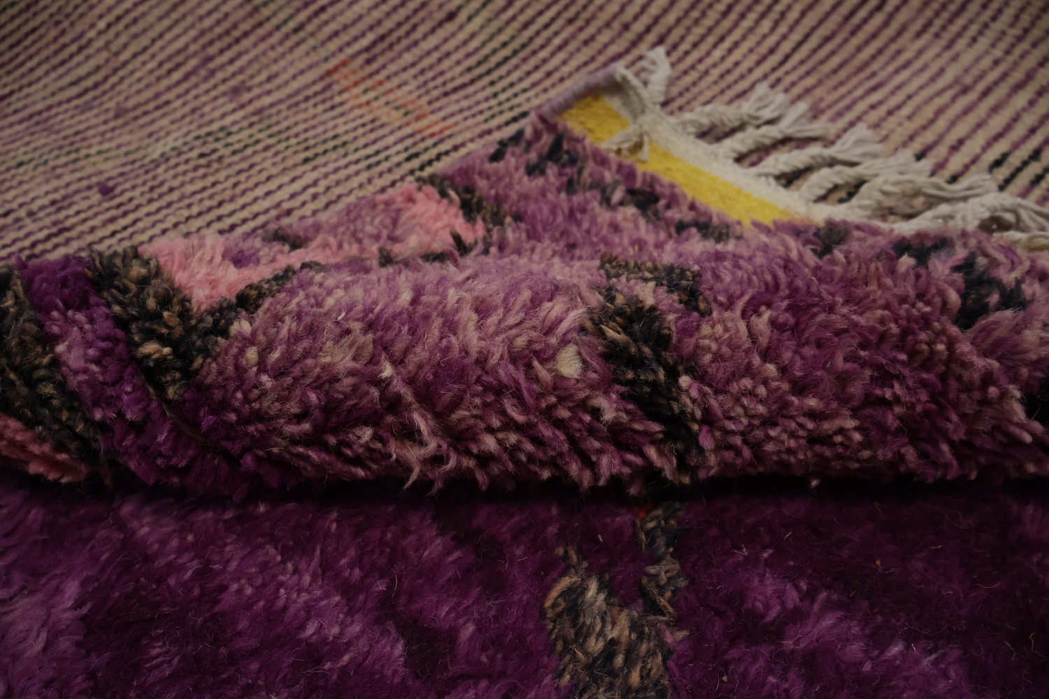 Elegant Purple Plush Moroccan Area Rug 9x13 with Tribal Motifs