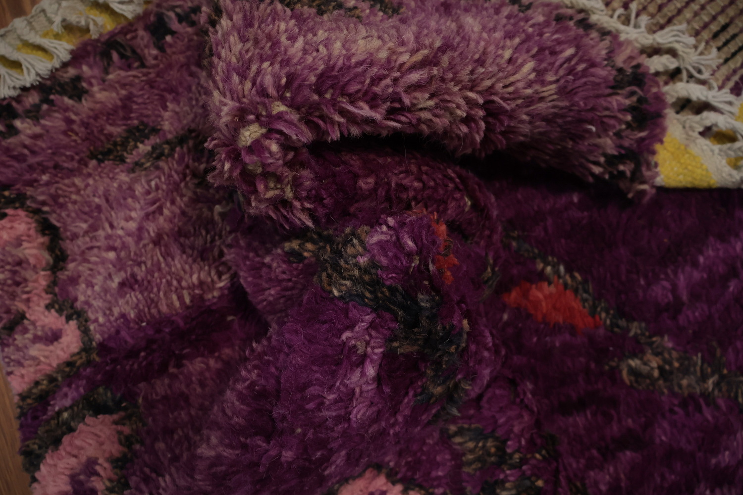 Elegant Purple Plush Moroccan Area Rug 9x13 with Tribal Motifs