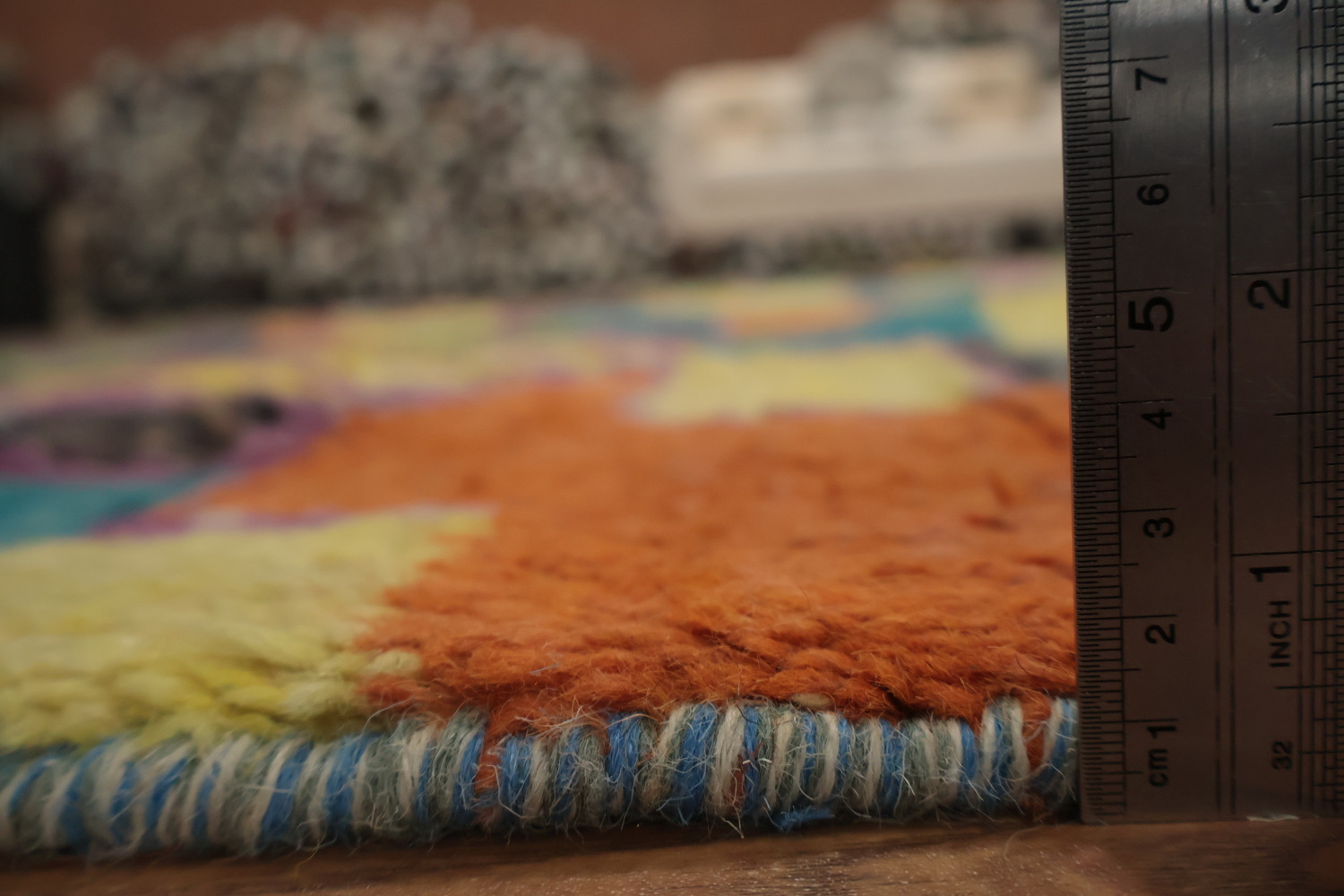 Colorful Checkered Moroccan Plush Area Rug 9x13