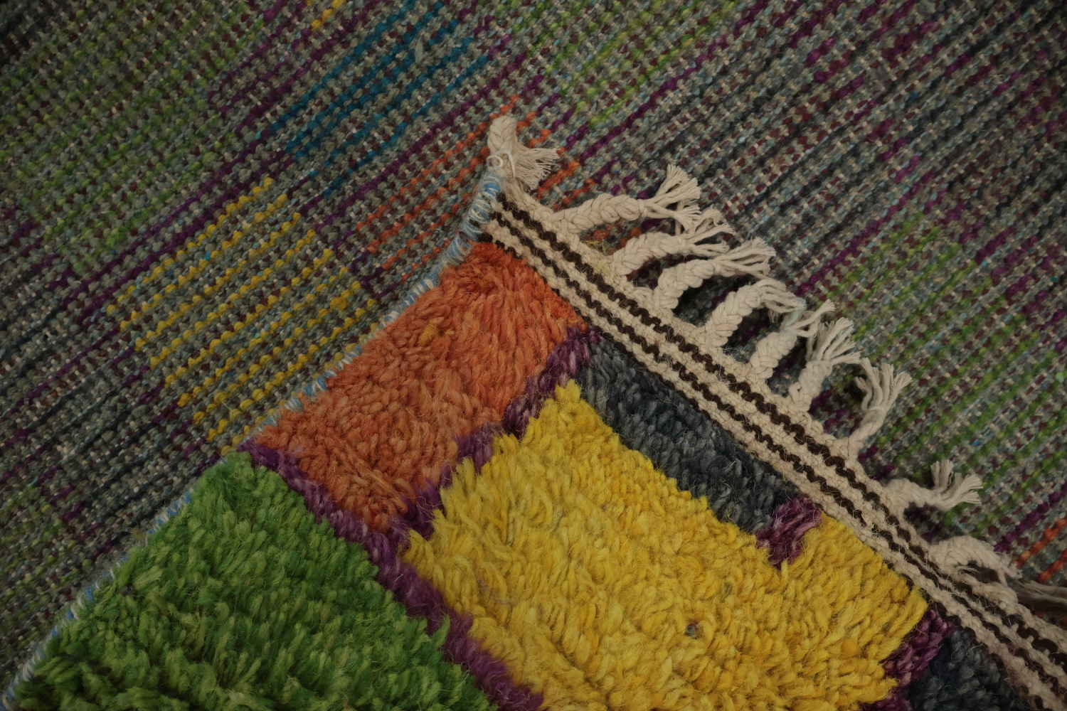 Colorful Checkered Moroccan Plush Area Rug 9x13