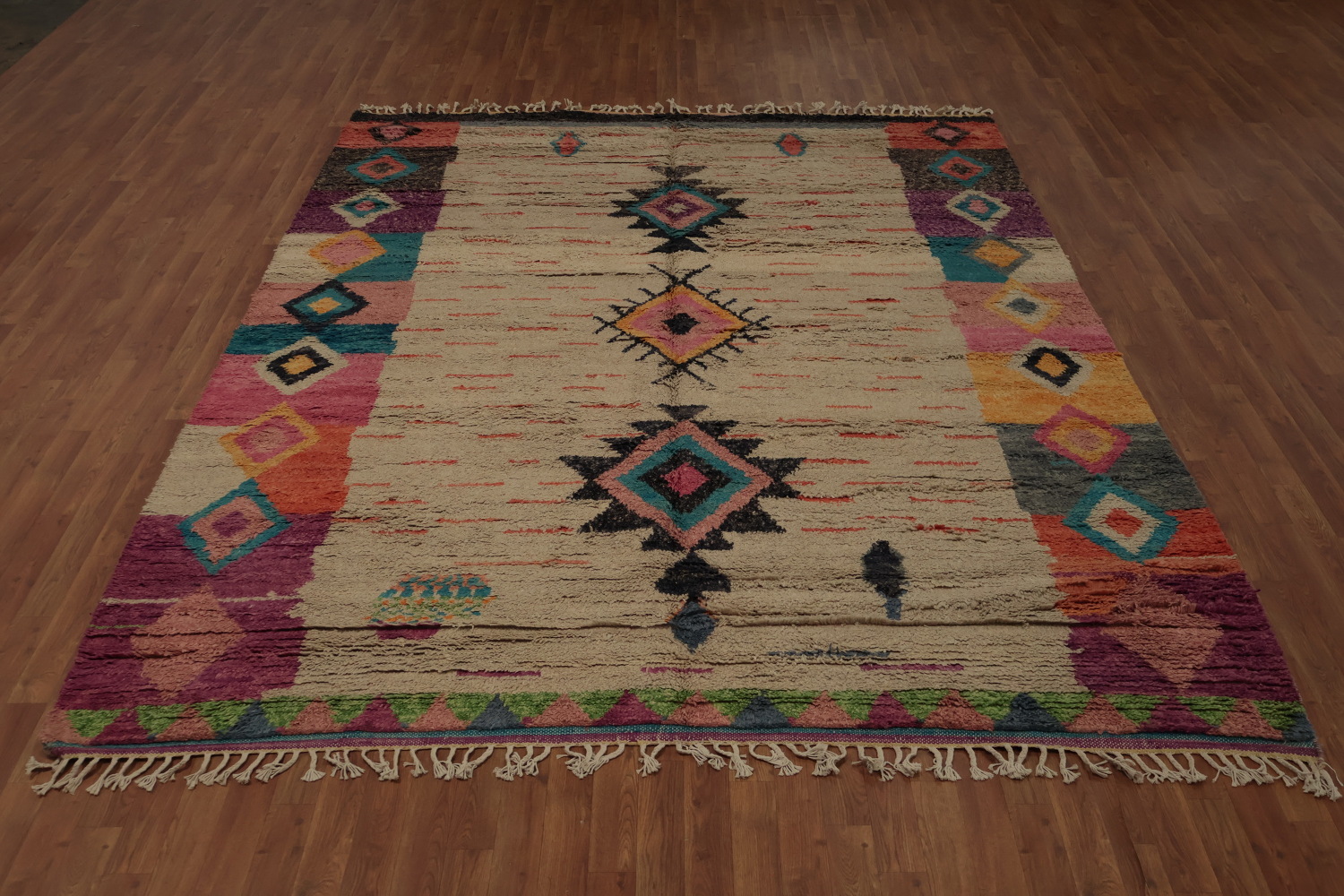 Soft Bohemian Plush Moroccan Area Rug 8x11 with Geometric Shapes
