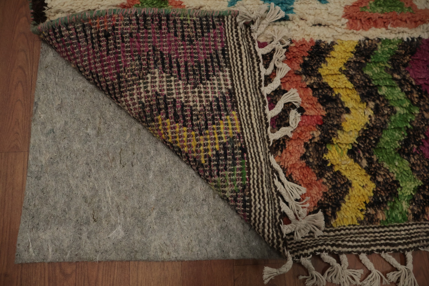 Multi-Colored Plush Moroccan Area Rug 9x13 for Artistic Decor