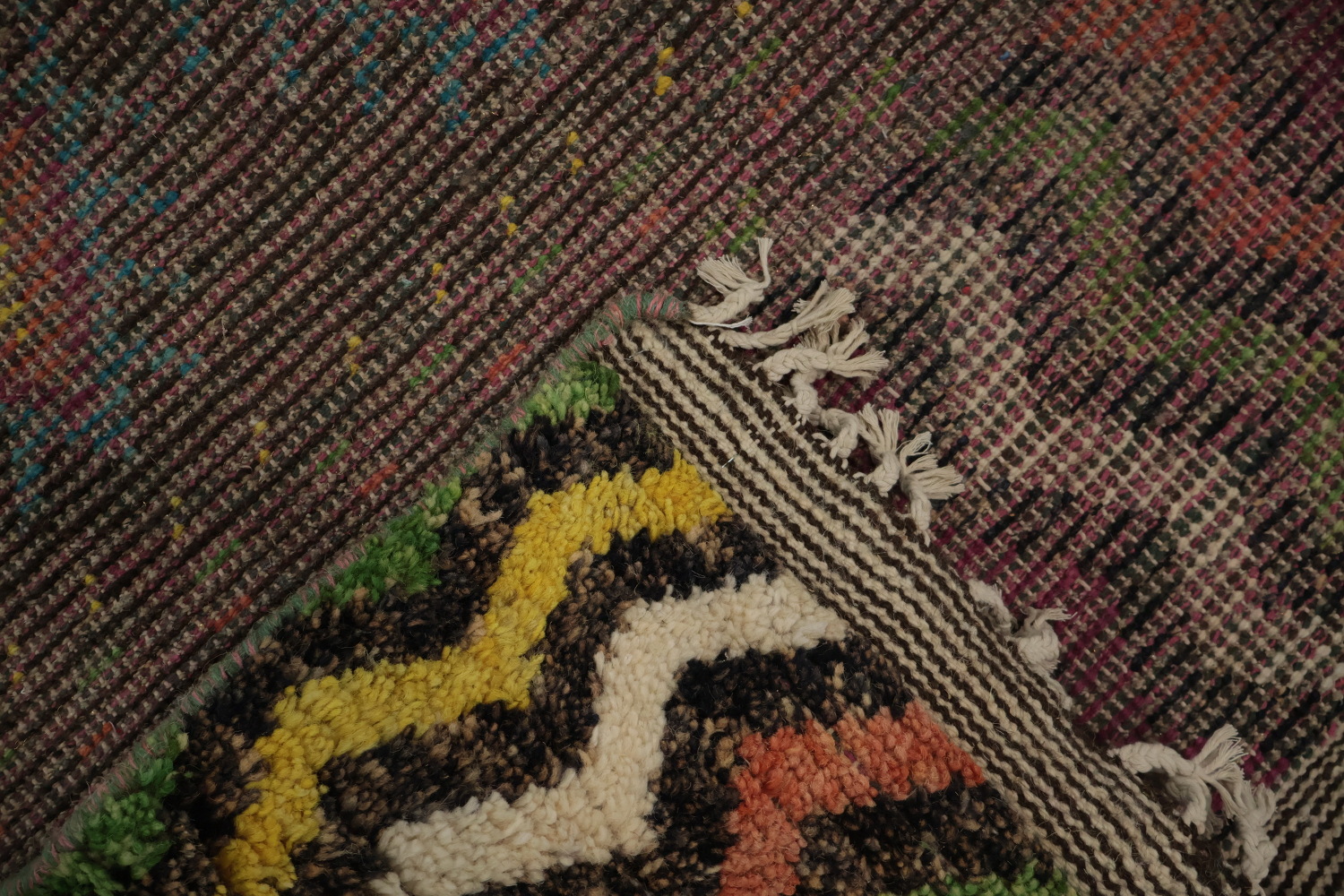 Multi-Colored Plush Moroccan Area Rug 9x13 for Artistic Decor