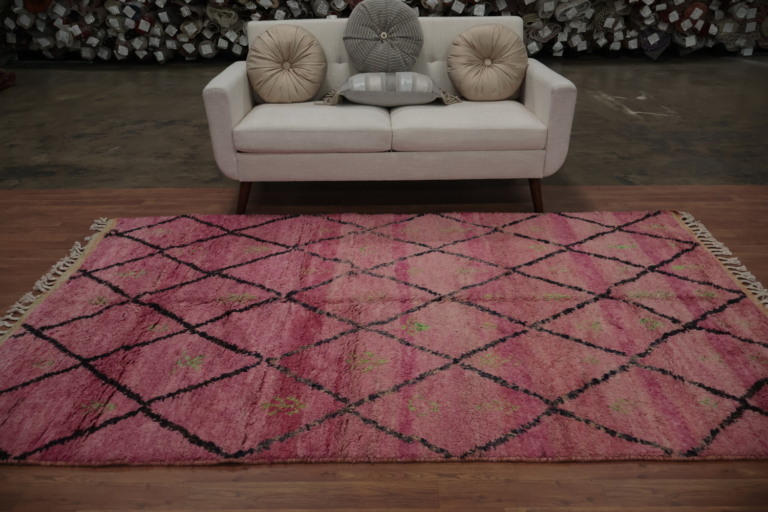 Soft Pink Plush Moroccan Area Rug 5x9 Add Sophisticated Flair to Rooms