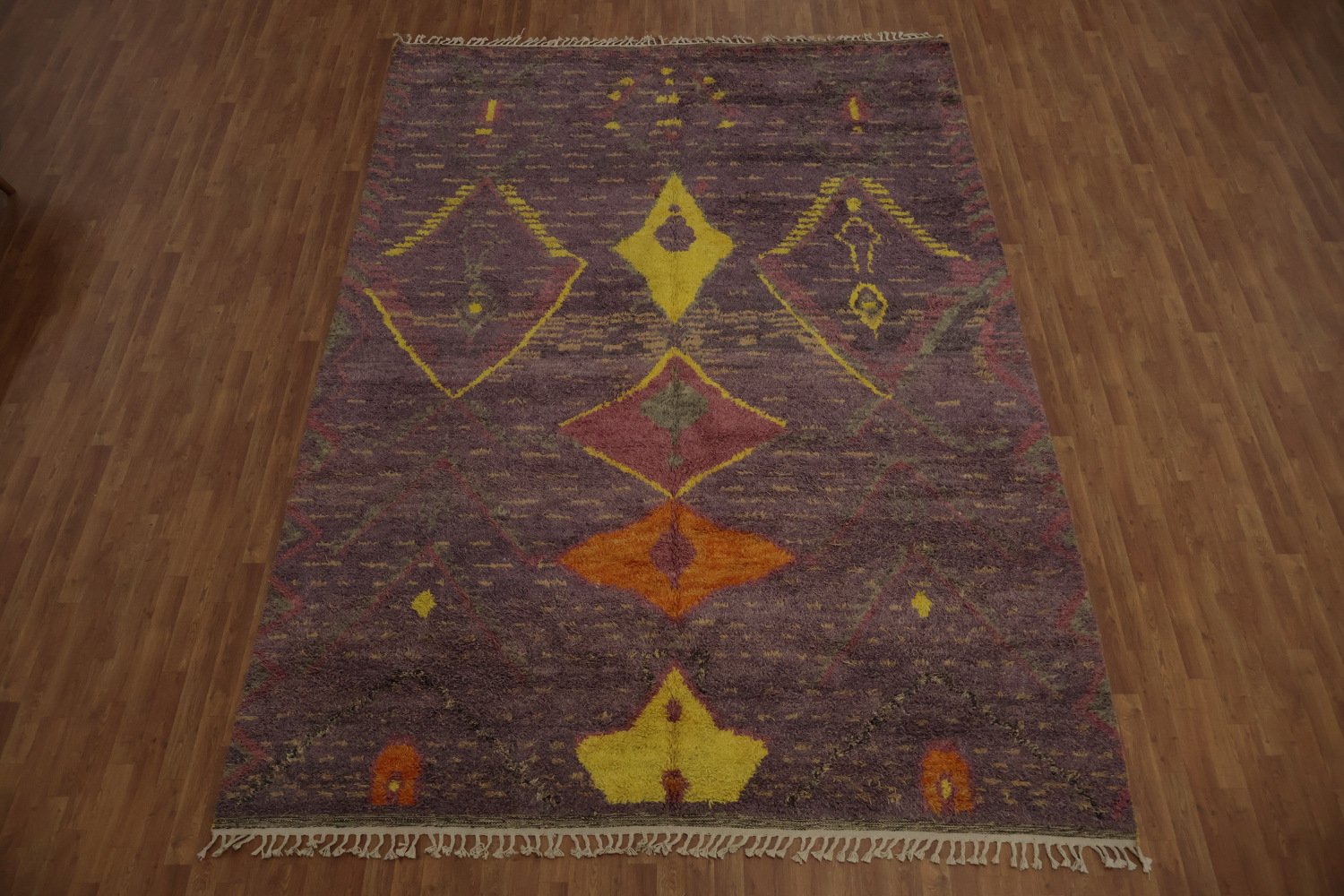 Plush Moroccan Area Rug 9x13 with Intricate Bohemian Geometric Style
