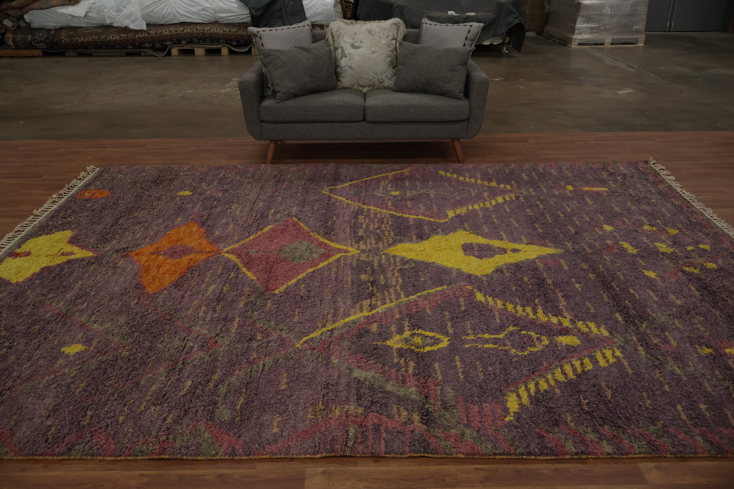 Plush Moroccan Area Rug 9x13 with Intricate Bohemian Geometric Style