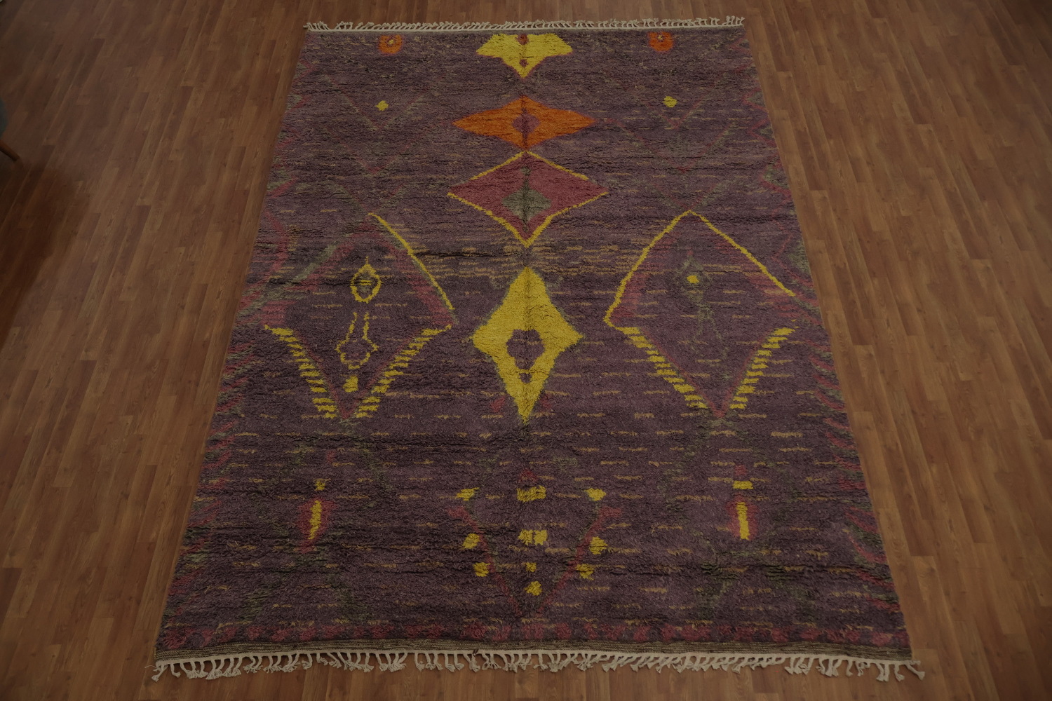 Plush Moroccan Area Rug 9x13 with Intricate Bohemian Geometric Style