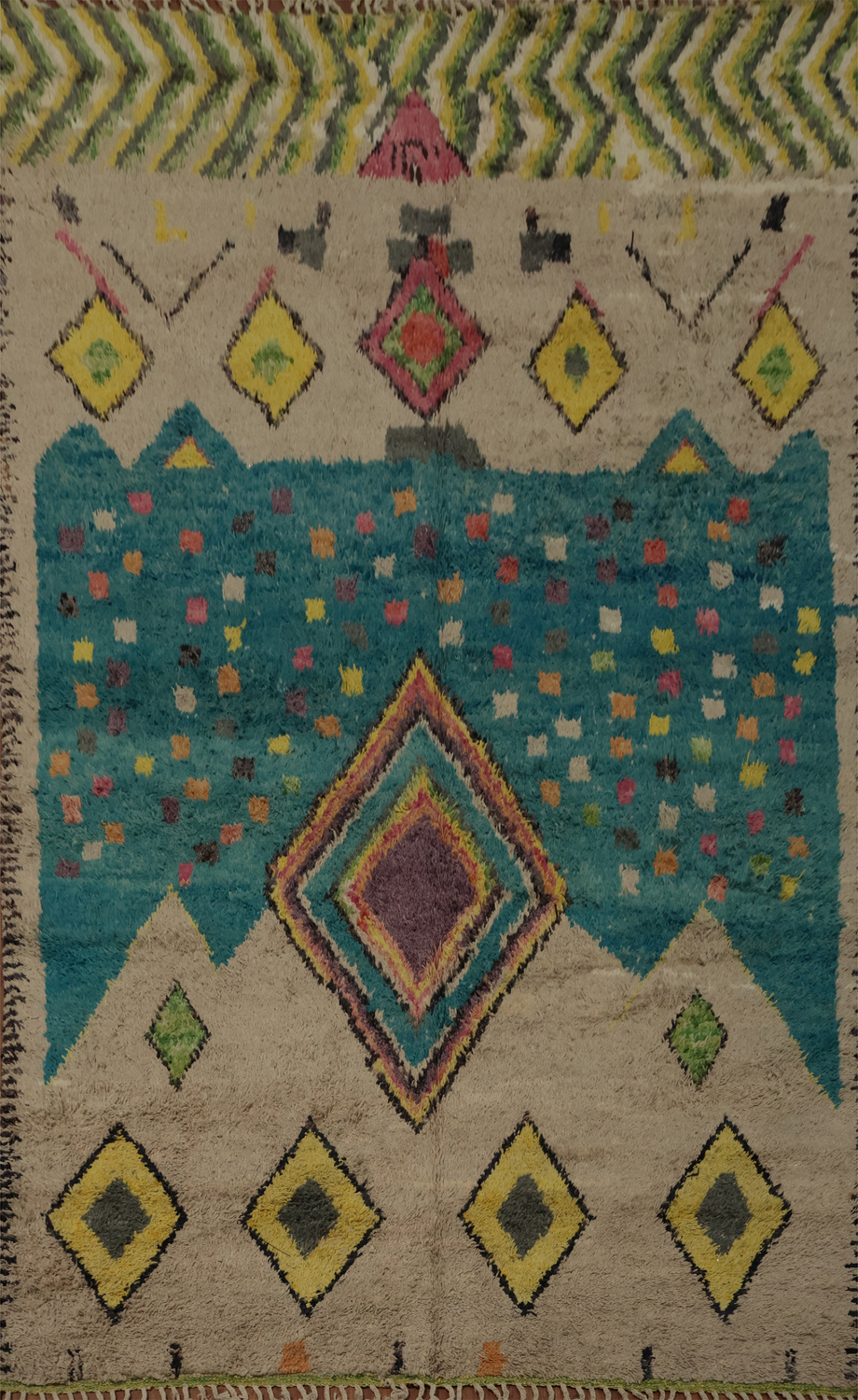 Multi-Tone Plush Moroccan Area Rug 7x10 for Eclectic Spaces