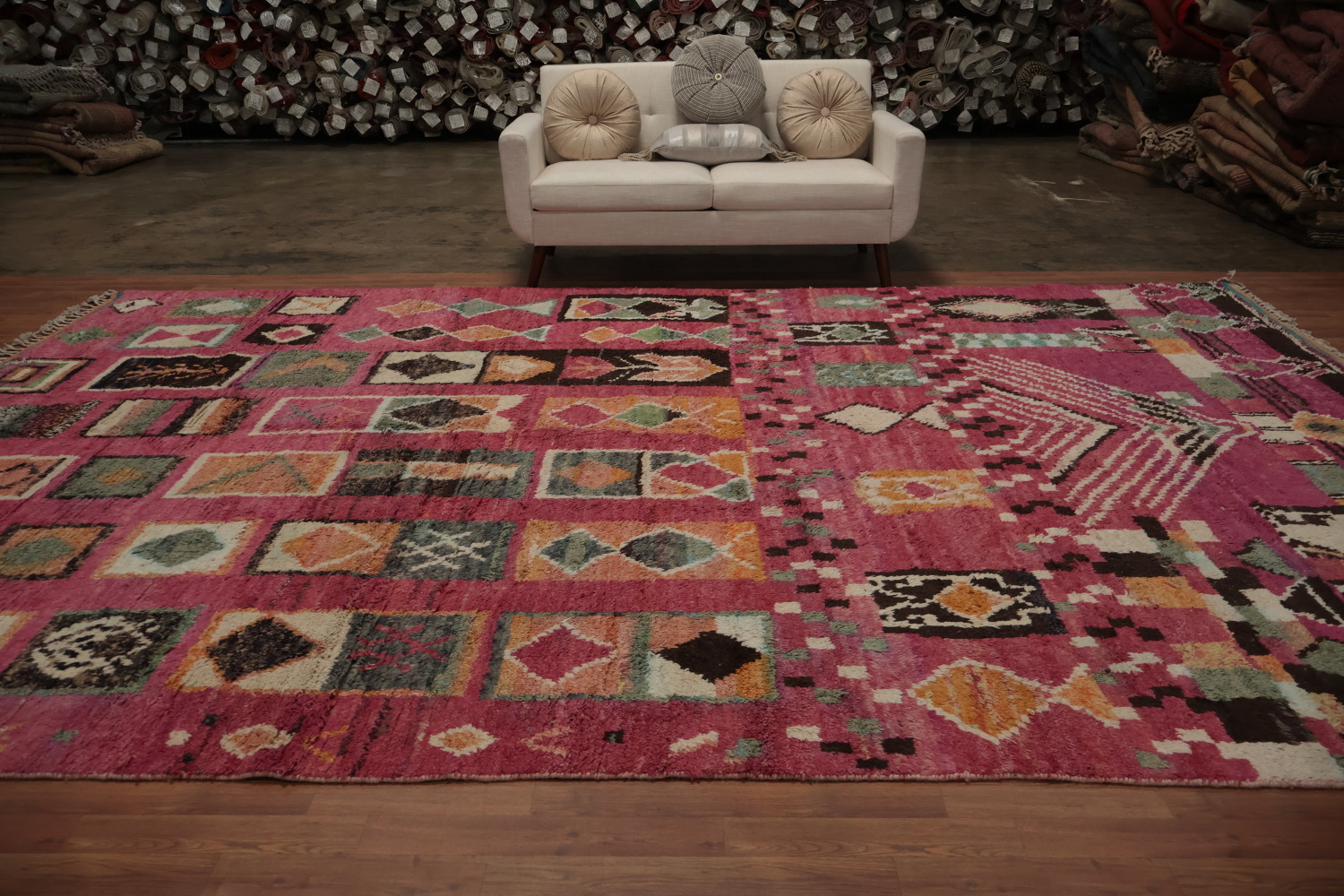 Bright and Bold: An Artistic Geometric Moroccan Large Rug 10x15