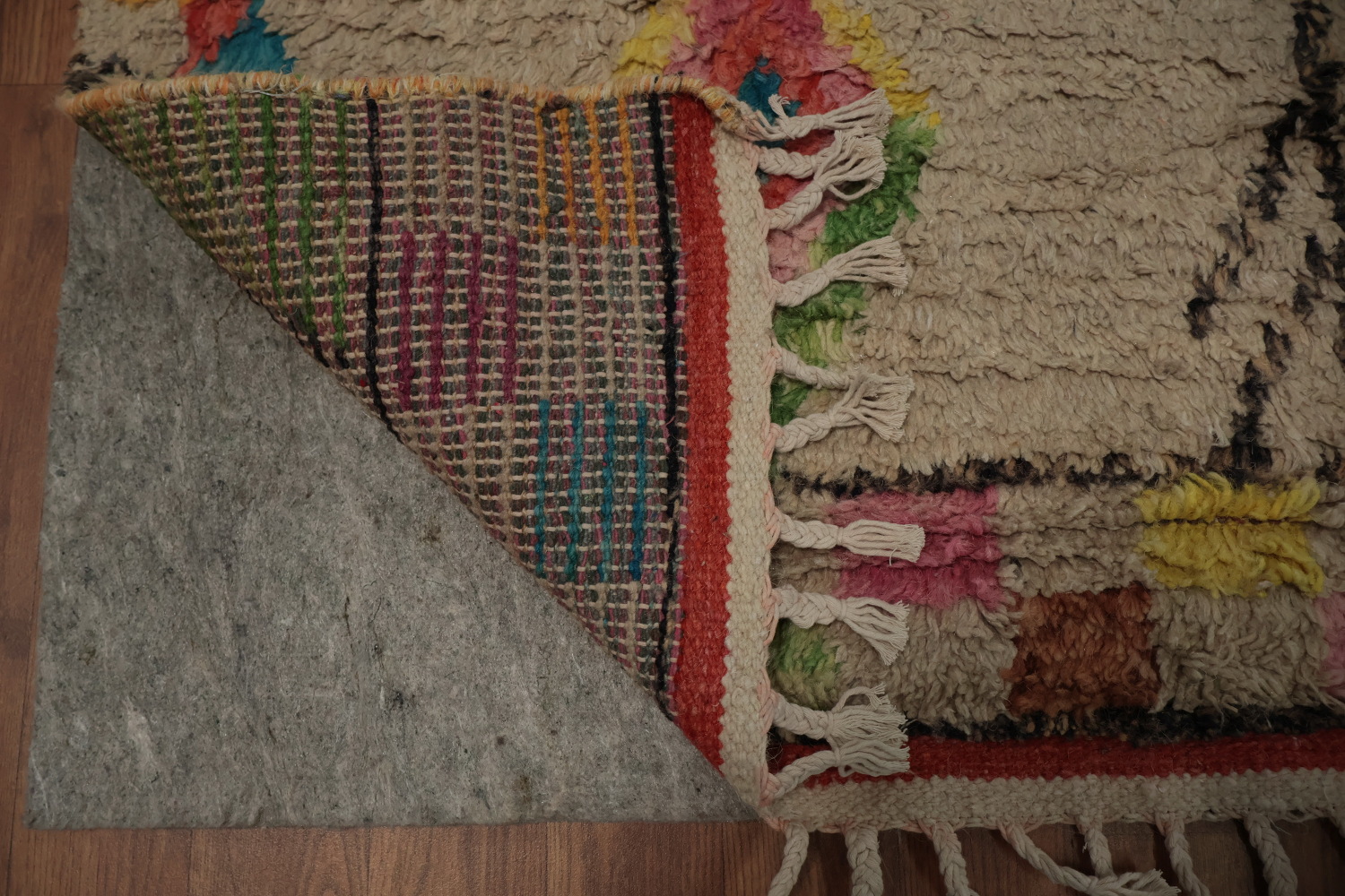 Vibrant Plush Moroccan Area Rug 7x11 with Multi-Color Diamond Elements