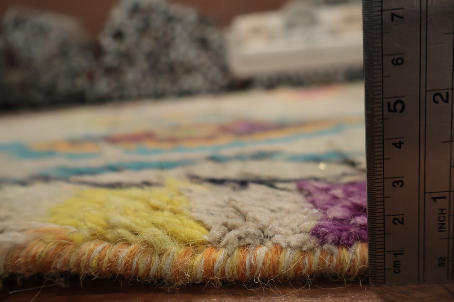 Vibrant Plush Moroccan Area Rug 7x11 with Multi-Color Diamond Elements