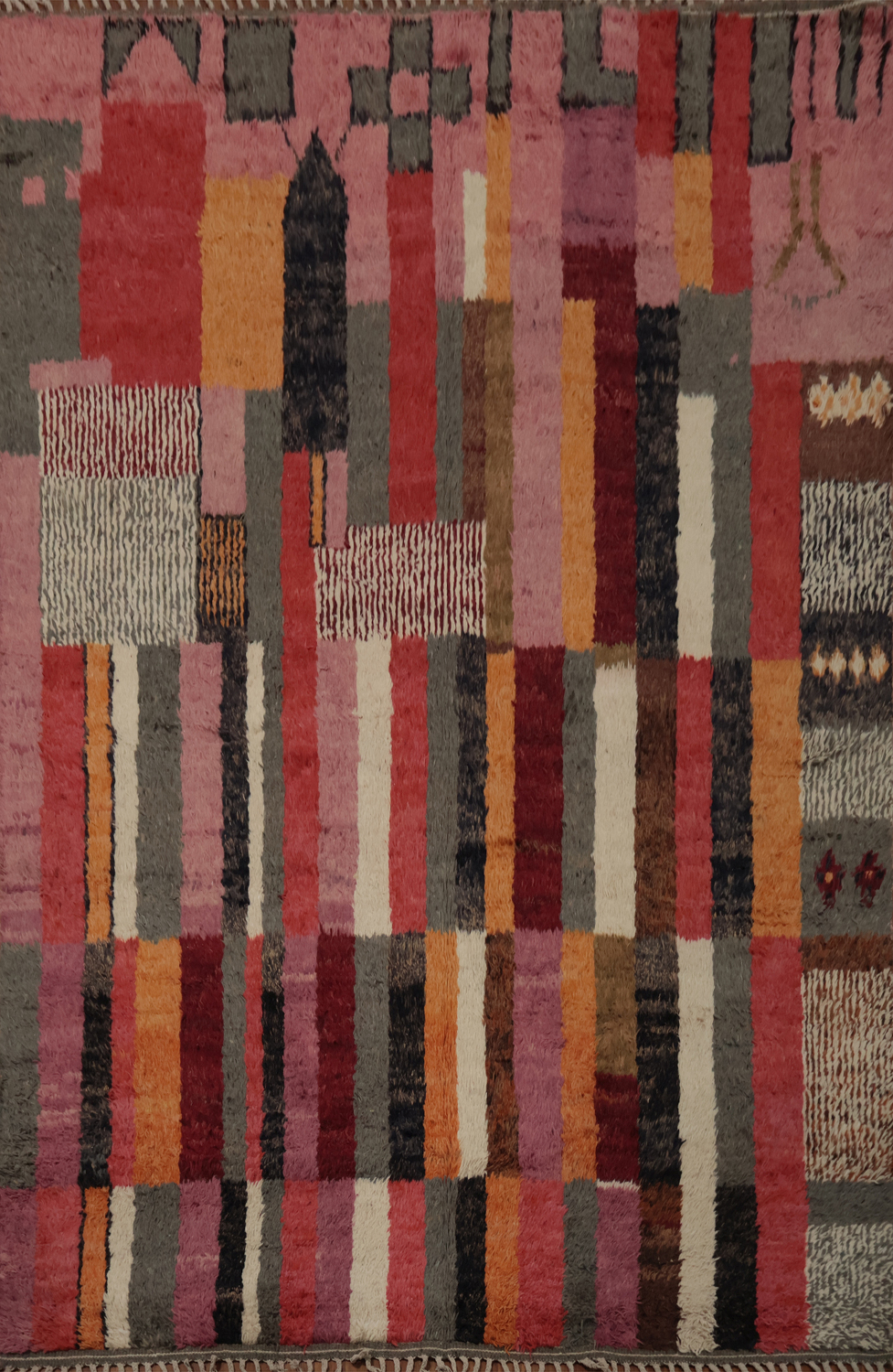 Plush Moroccan Area Rug 8x10 with Abstract and Linear Patterns