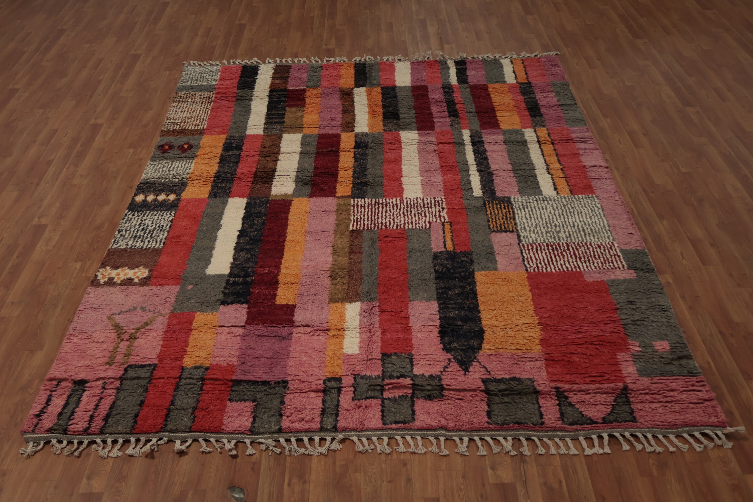 Plush Moroccan Area Rug 8x10 with Abstract and Linear Patterns