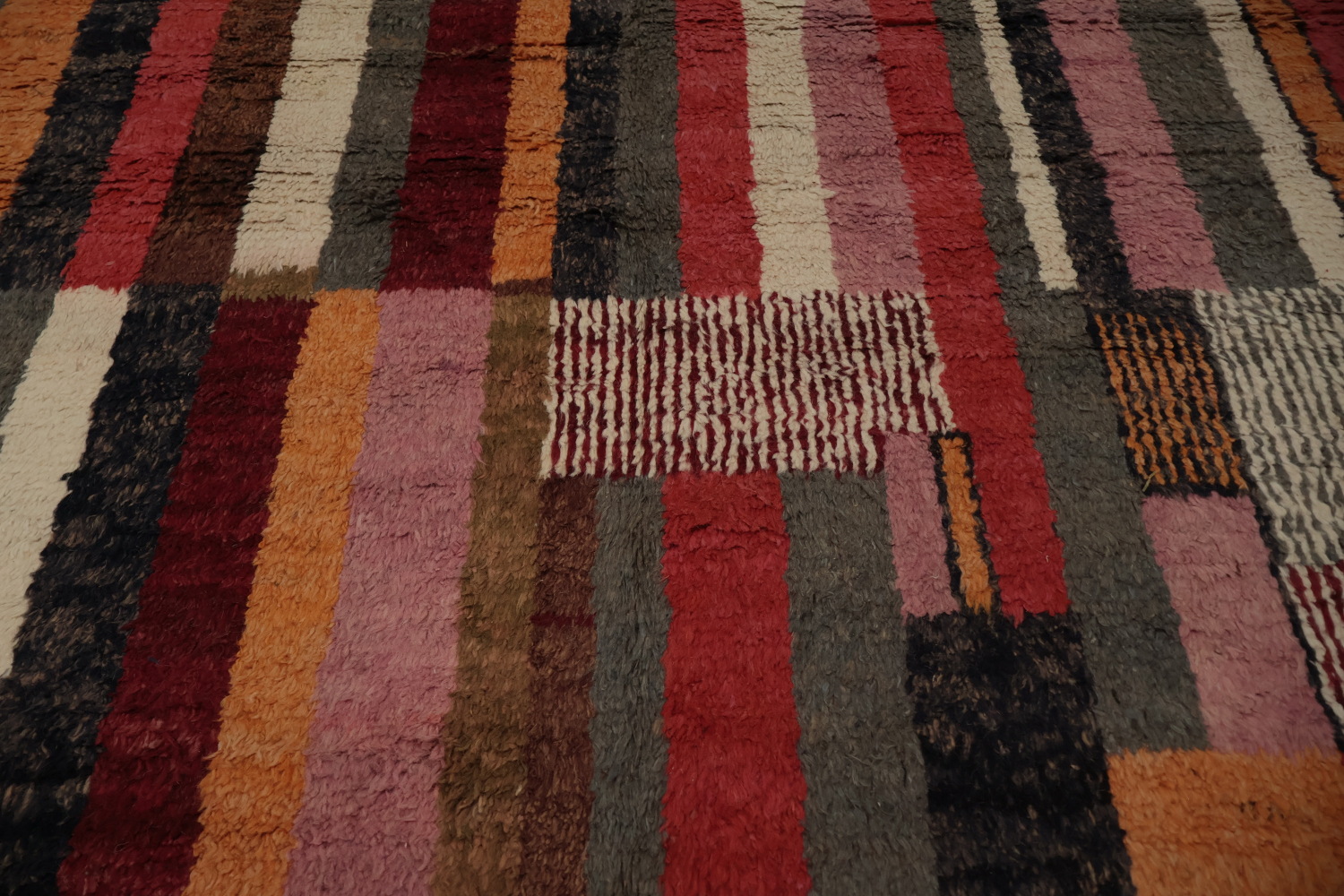 Plush Moroccan Area Rug 8x10 with Abstract and Linear Patterns