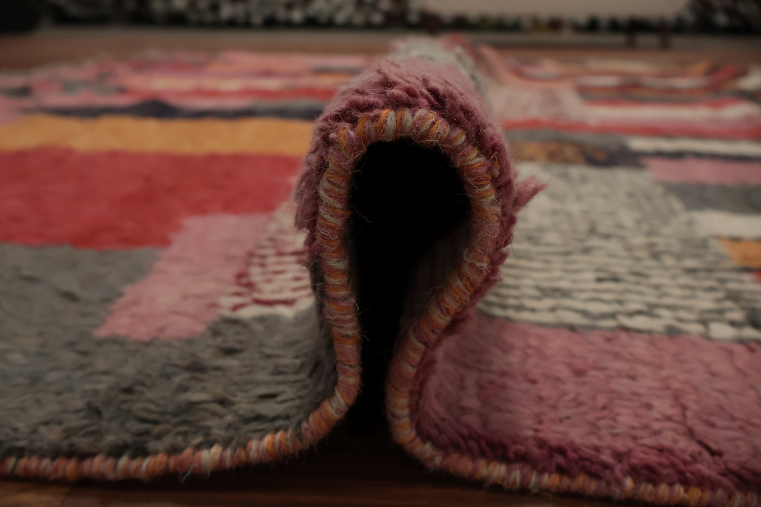 Plush Moroccan Area Rug 8x10 with Abstract and Linear Patterns