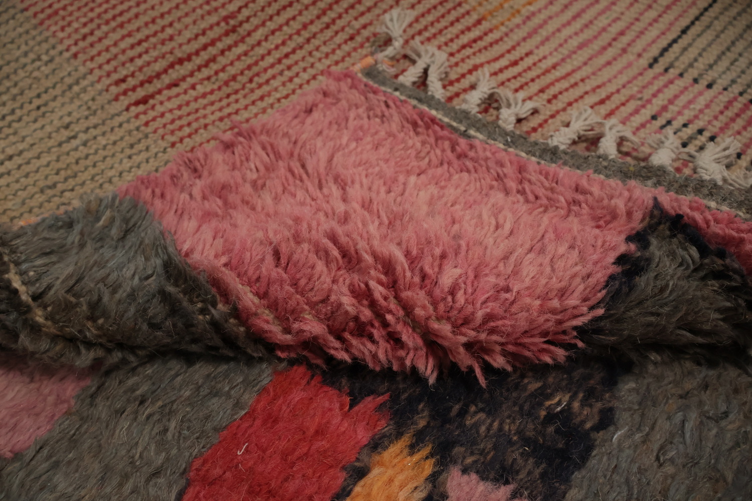 Plush Moroccan Area Rug 8x10 with Abstract and Linear Patterns