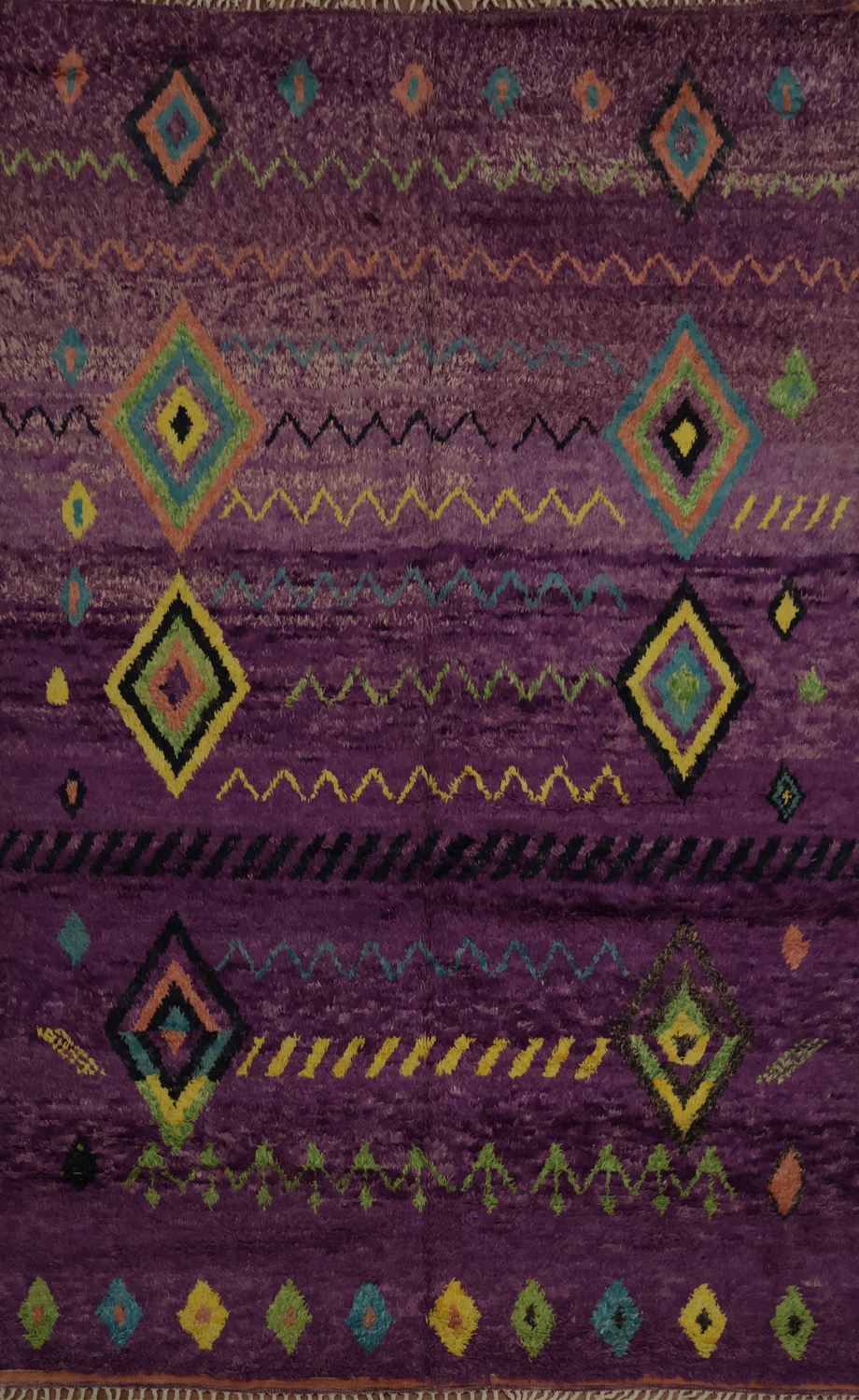 Eclectic Purple Moroccan Area Rug 9x12 with Striking Geometric Patterns