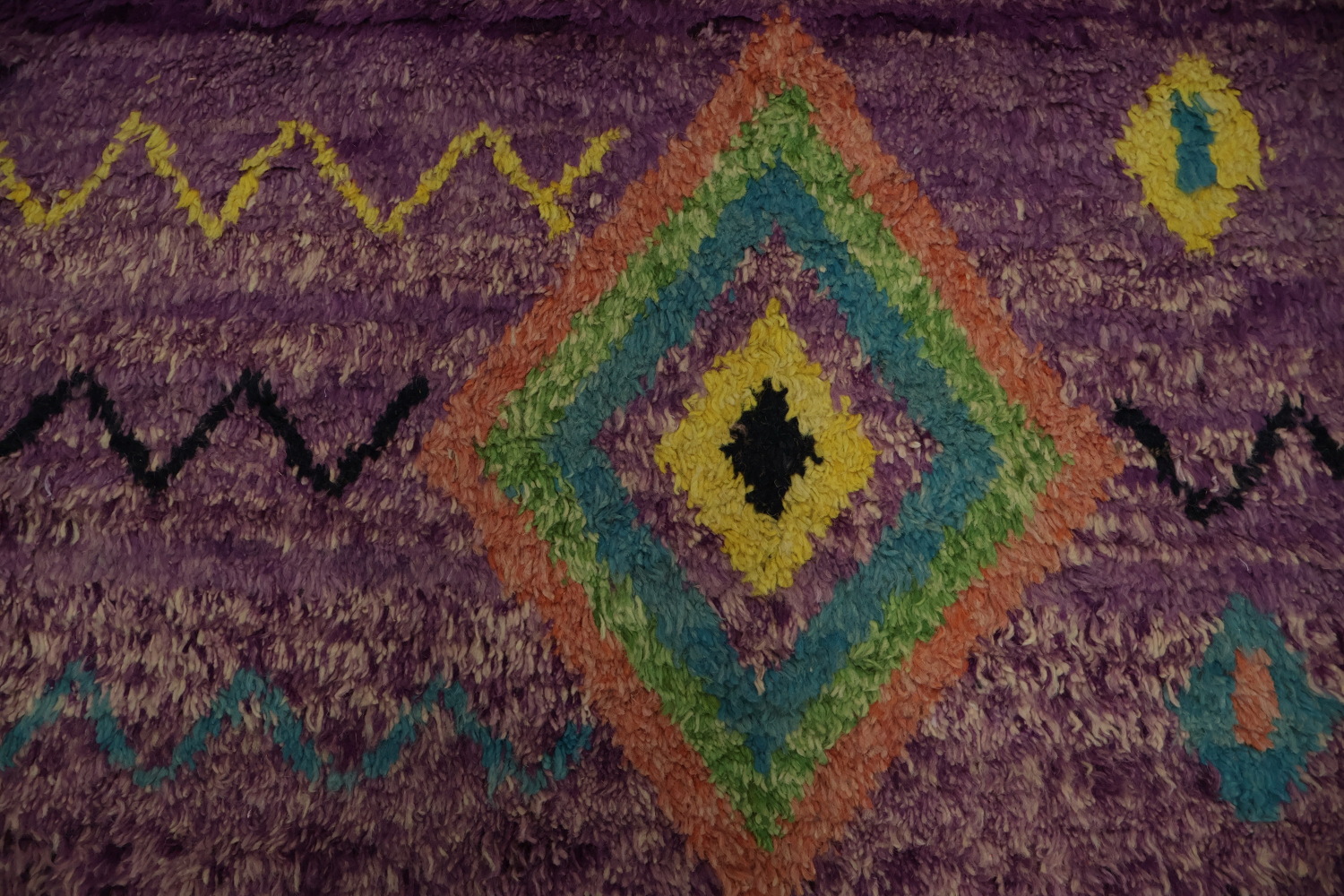 Eclectic Purple Moroccan Area Rug 9x12 with Striking Geometric Patterns