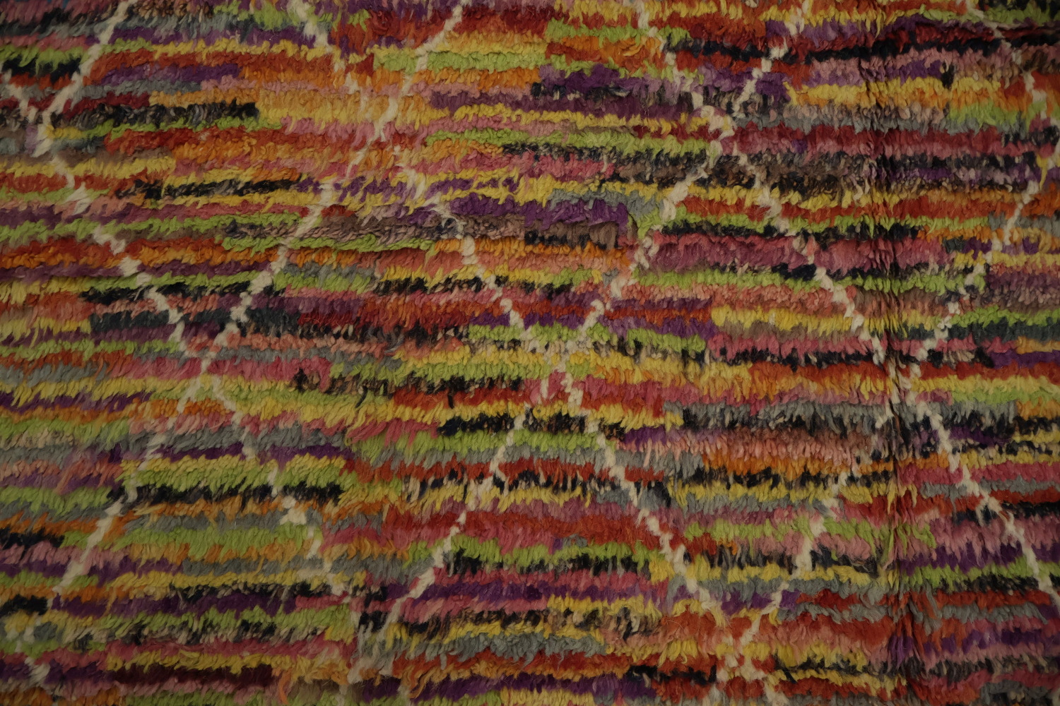 Eclectic Colorful Moroccan Area Rug 6x10 with Modern Diamond Grid