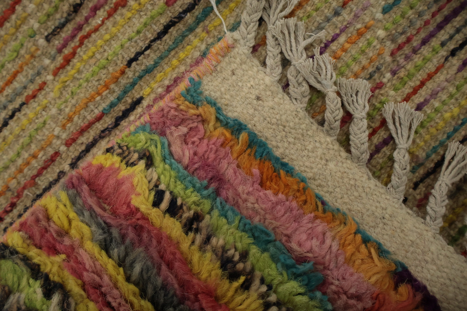 Eclectic Colorful Moroccan Area Rug 6x10 with Modern Diamond Grid