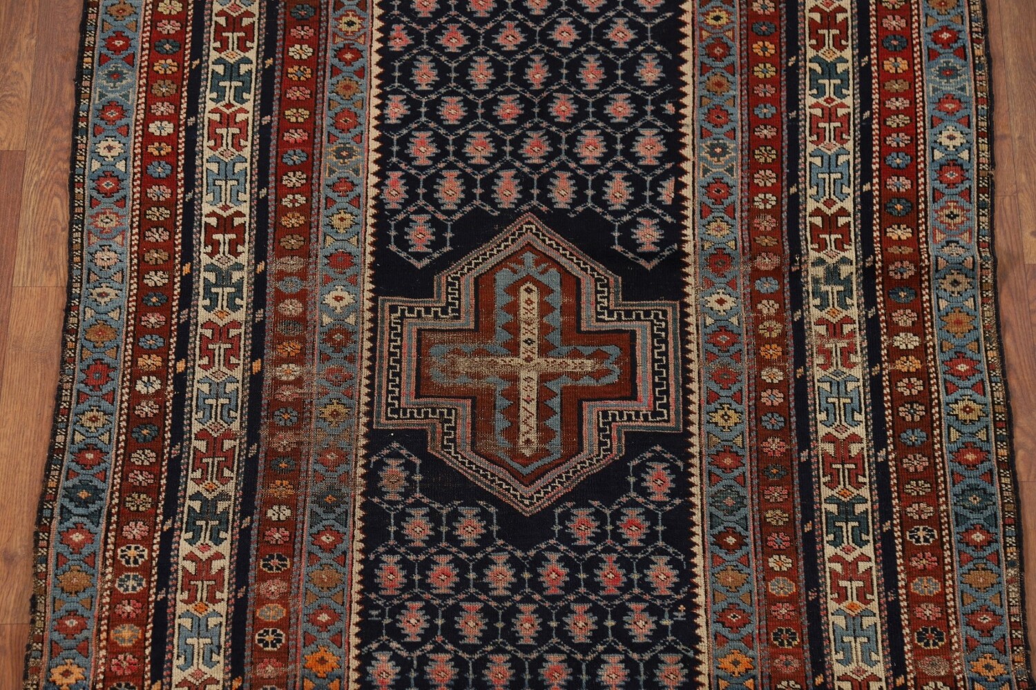 Pre-1900 Antique Kazak Vegetable Dye Rug 4x5