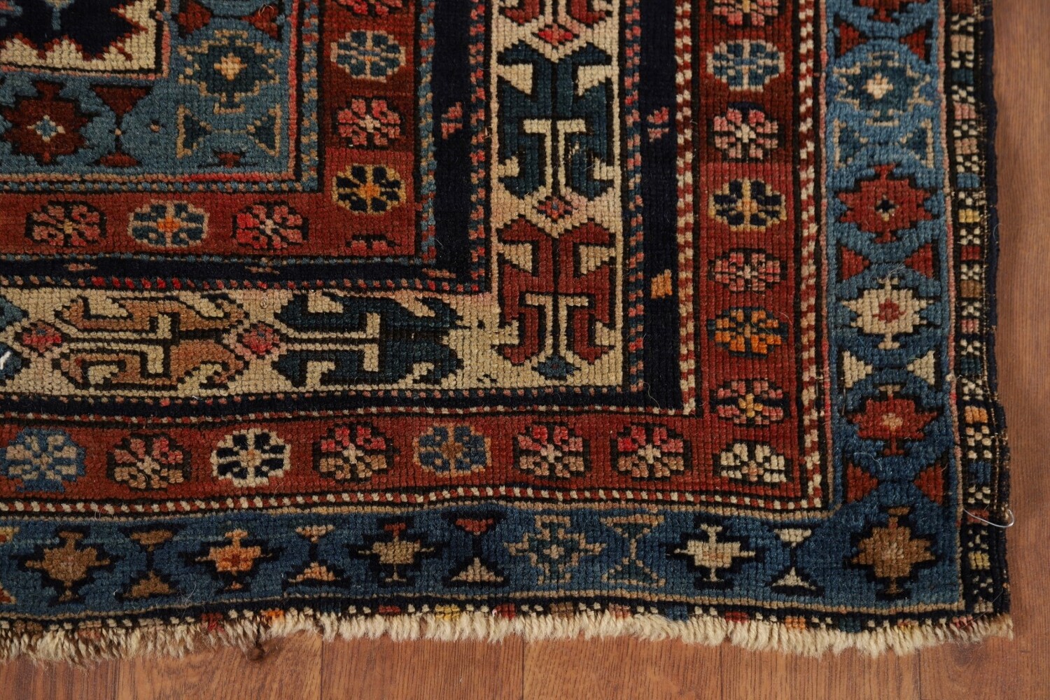 Pre-1900 Antique Kazak Vegetable Dye Rug 4x5