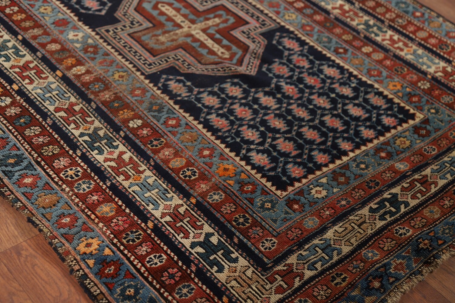 Pre-1900 Antique Kazak Vegetable Dye Rug 4x5