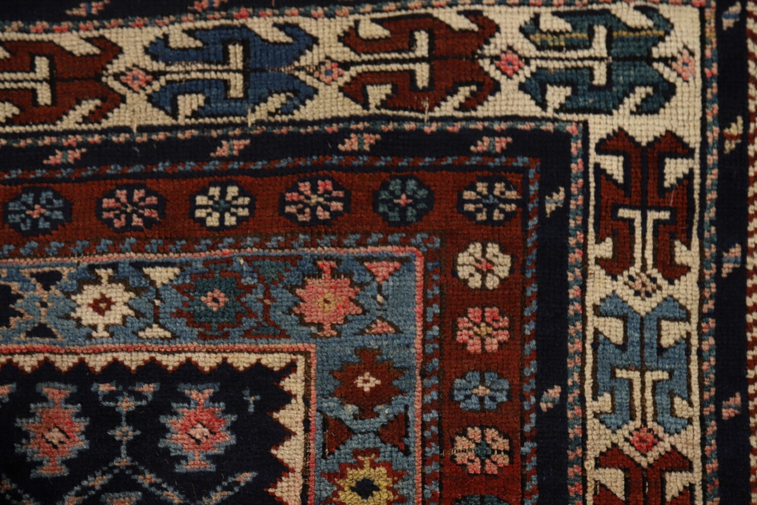 Pre-1900 Antique Kazak Vegetable Dye Rug 4x5