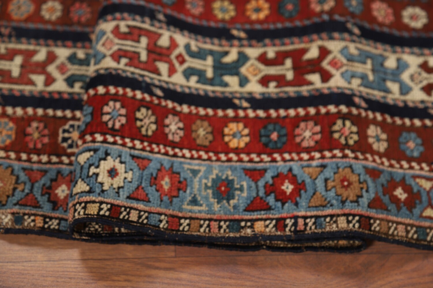 Pre-1900 Antique Kazak Vegetable Dye Rug 4x5