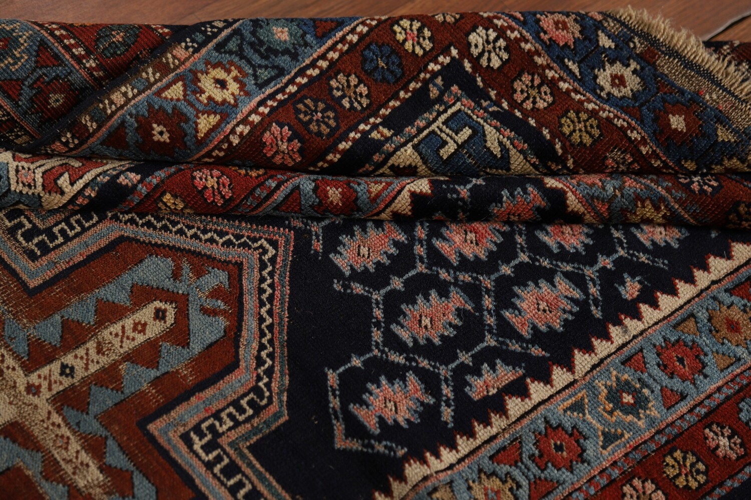 Pre-1900 Antique Kazak Vegetable Dye Rug 4x5