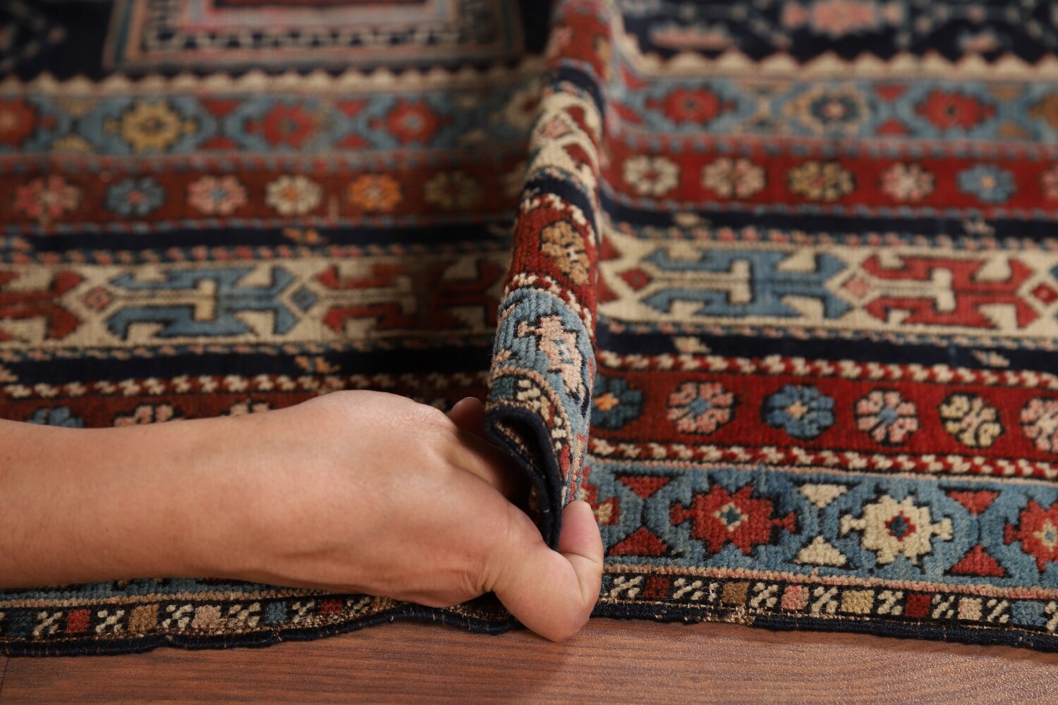 Pre-1900 Antique Kazak Vegetable Dye Rug 4x5