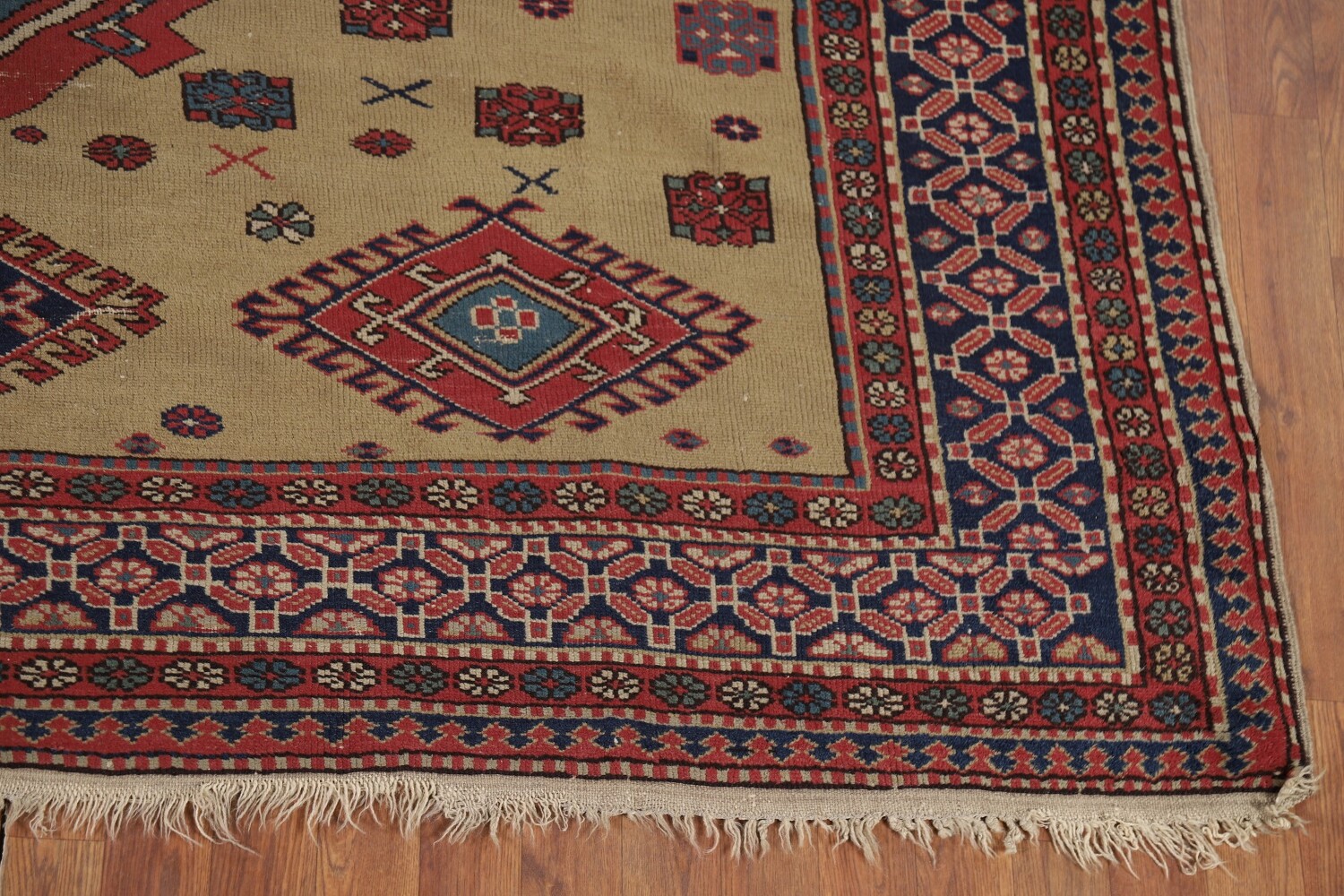 Antique Wool Kazak Vegetable Dye Area Rug 8x9