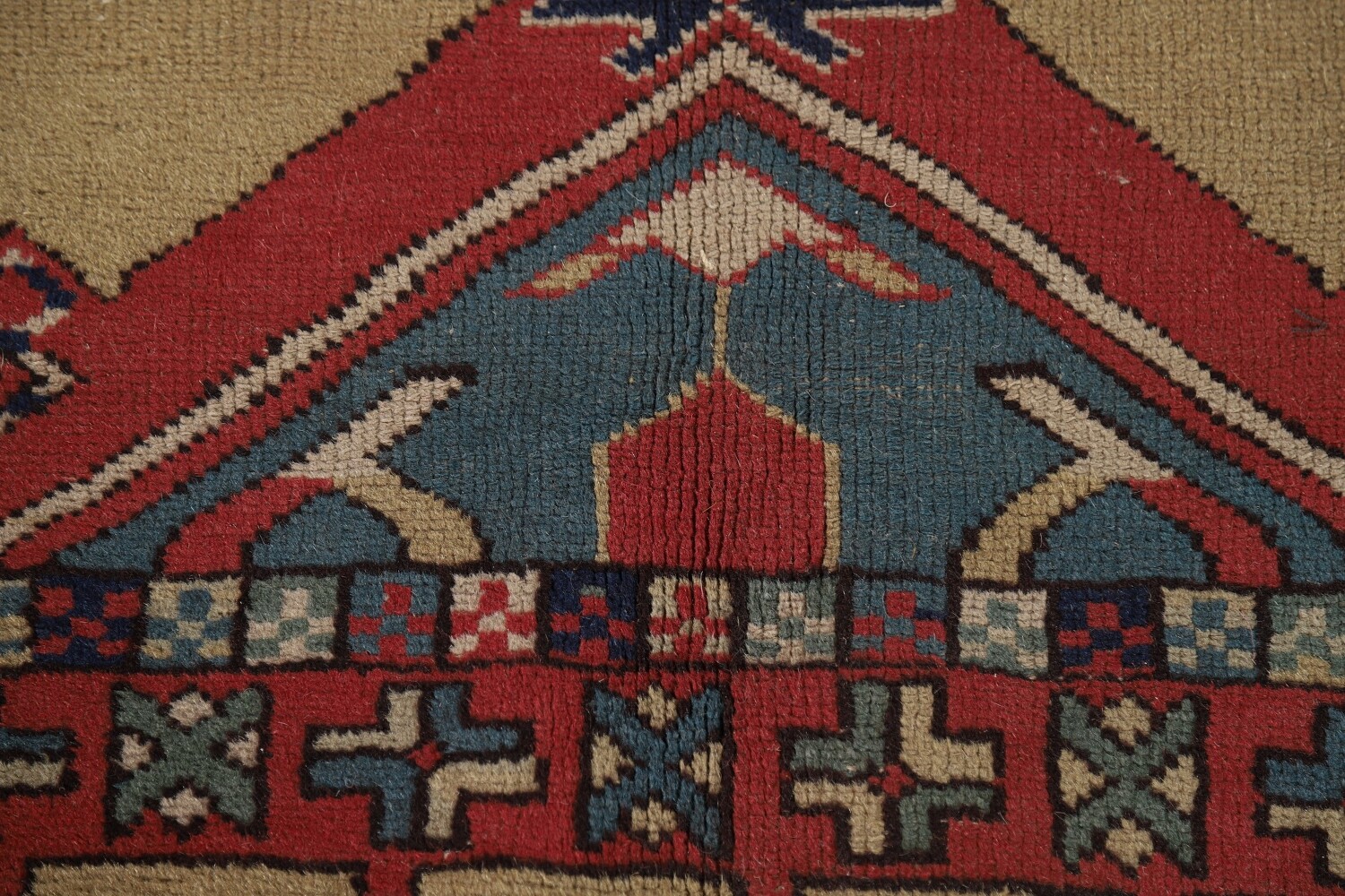Antique Wool Kazak Vegetable Dye Area Rug 8x9