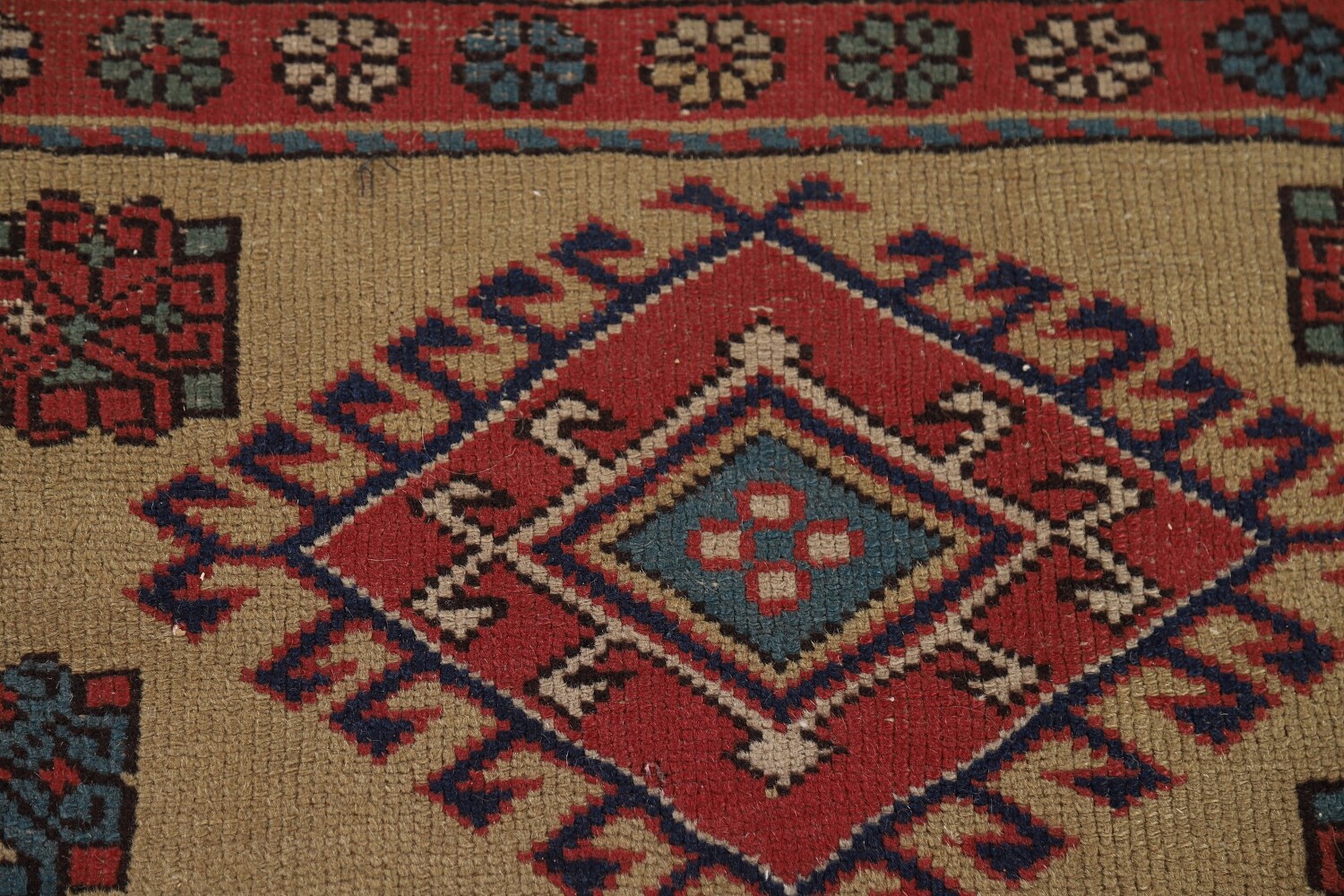 Antique Wool Kazak Vegetable Dye Area Rug 8x9