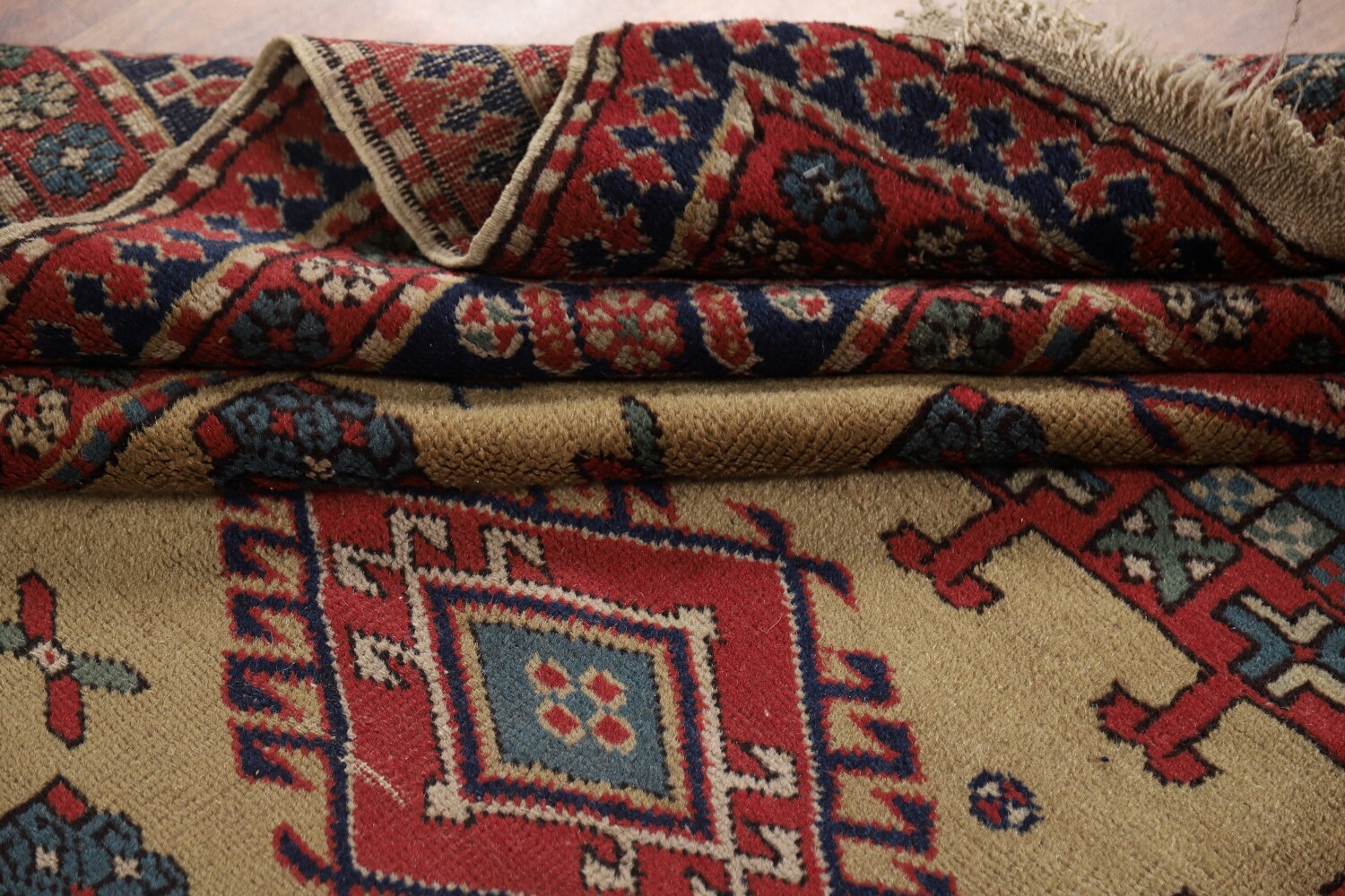 Antique Wool Kazak Vegetable Dye Area Rug 8x9