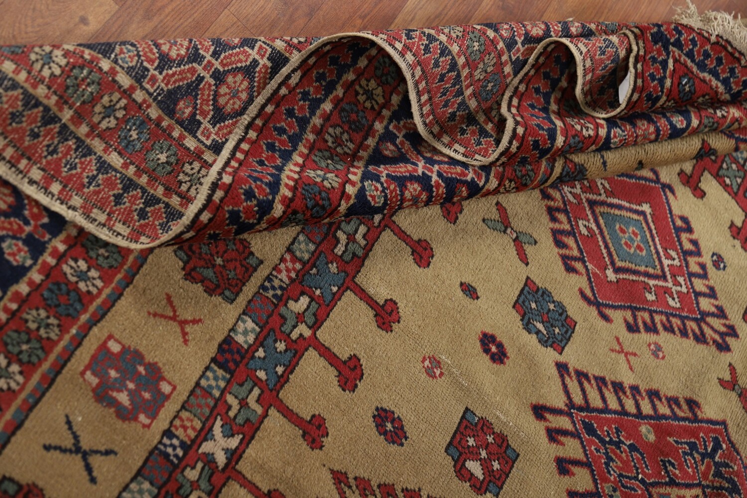 Antique Wool Kazak Vegetable Dye Area Rug 8x9