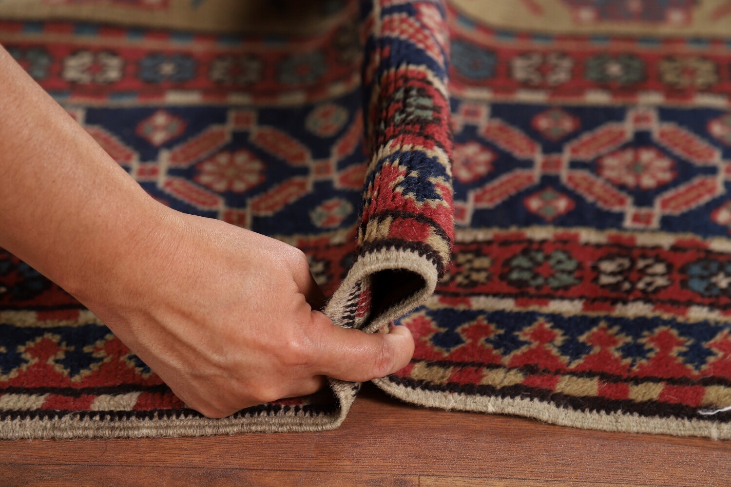 Antique Wool Kazak Vegetable Dye Area Rug 8x9