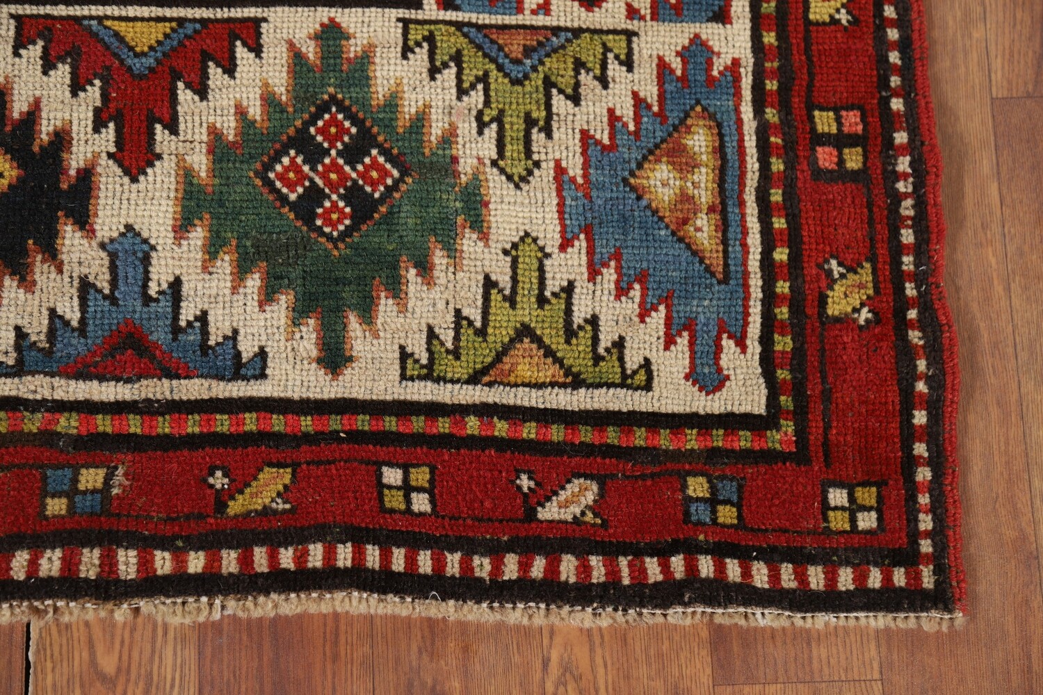 Pre-1900 Antique Kazak Vegetable Dye Runner Rug 4x9