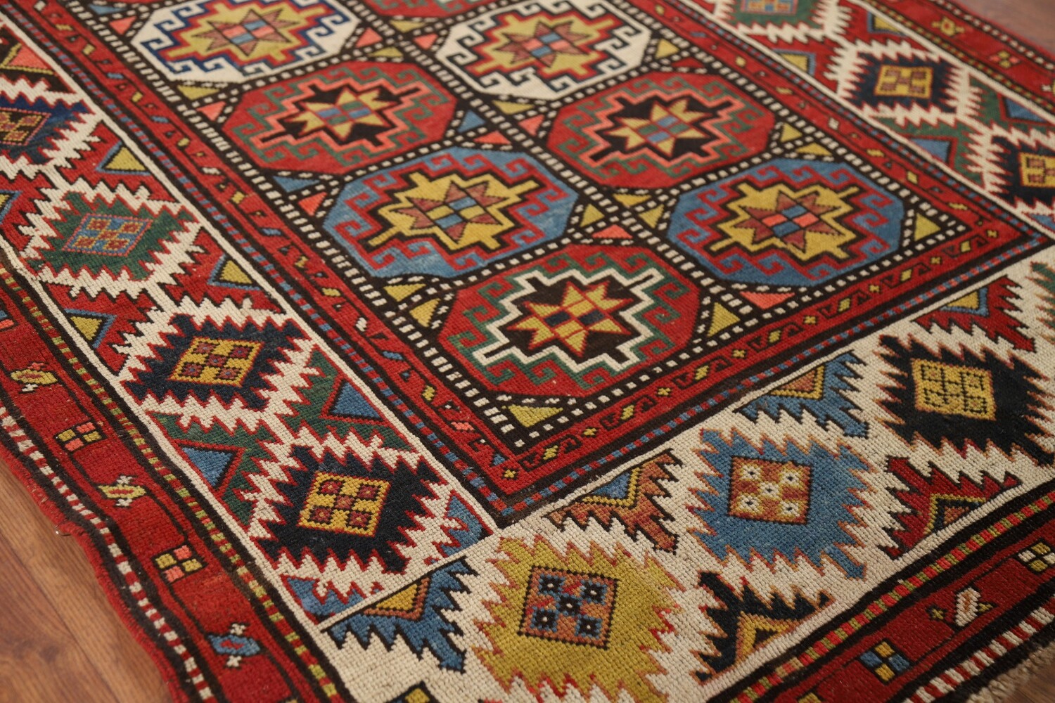 Pre-1900 Antique Kazak Vegetable Dye Runner Rug 4x9
