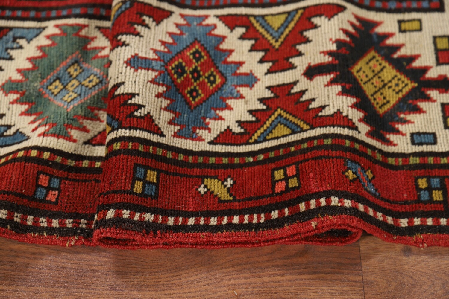 Pre-1900 Antique Kazak Vegetable Dye Runner Rug 4x9