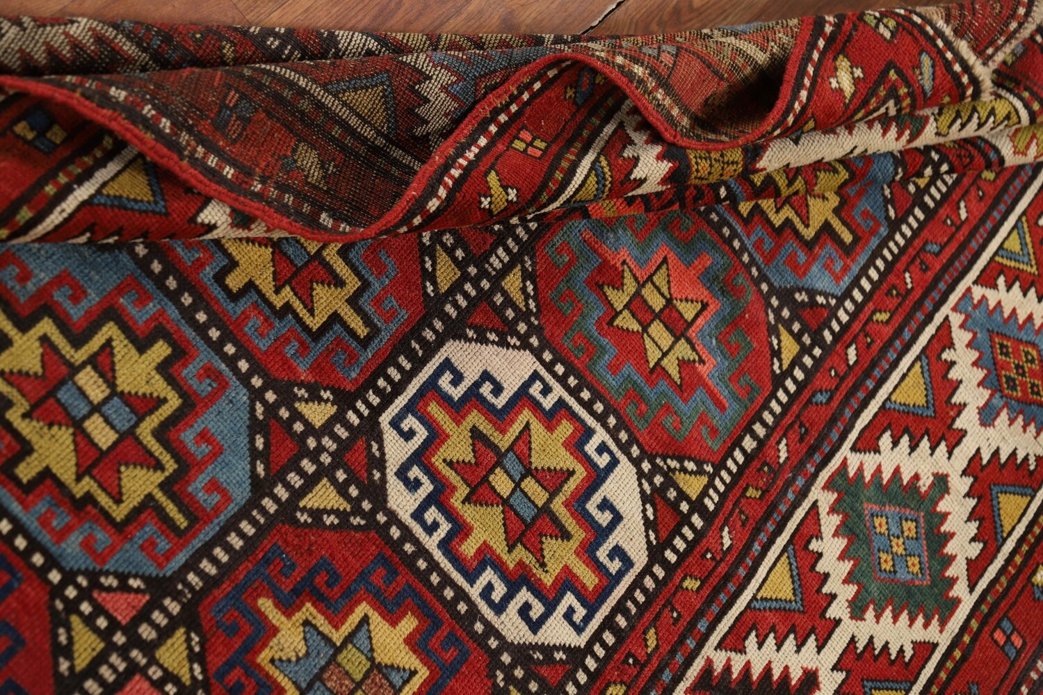 Pre-1900 Antique Kazak Vegetable Dye Runner Rug 4x9