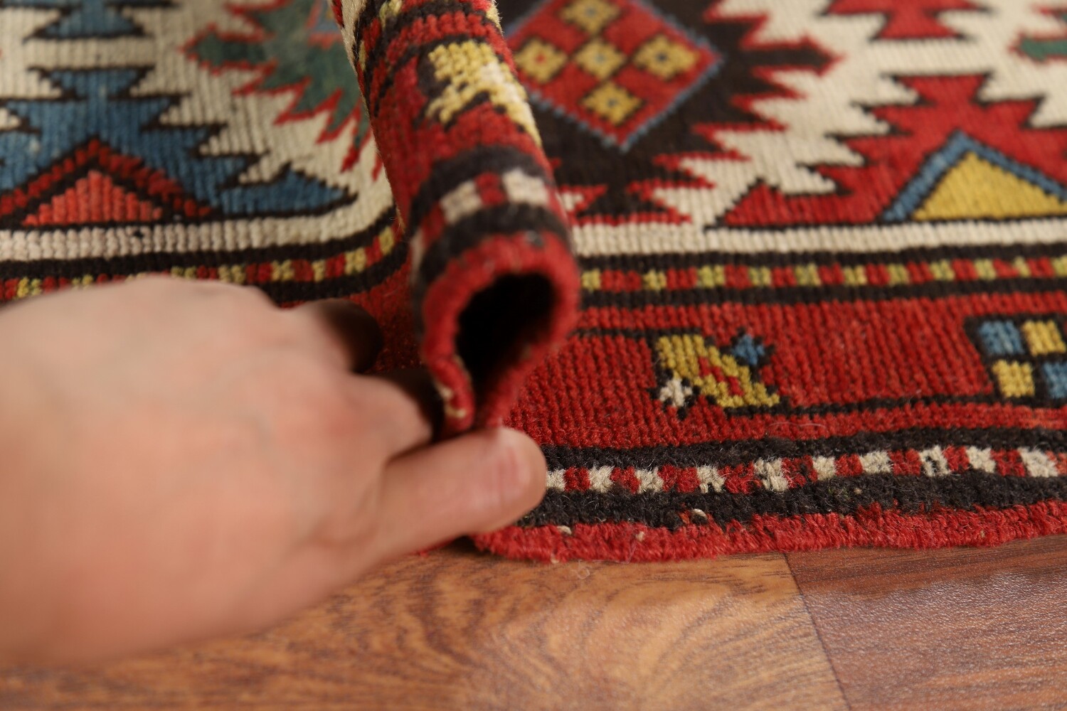 Pre-1900 Antique Kazak Vegetable Dye Runner Rug 4x9