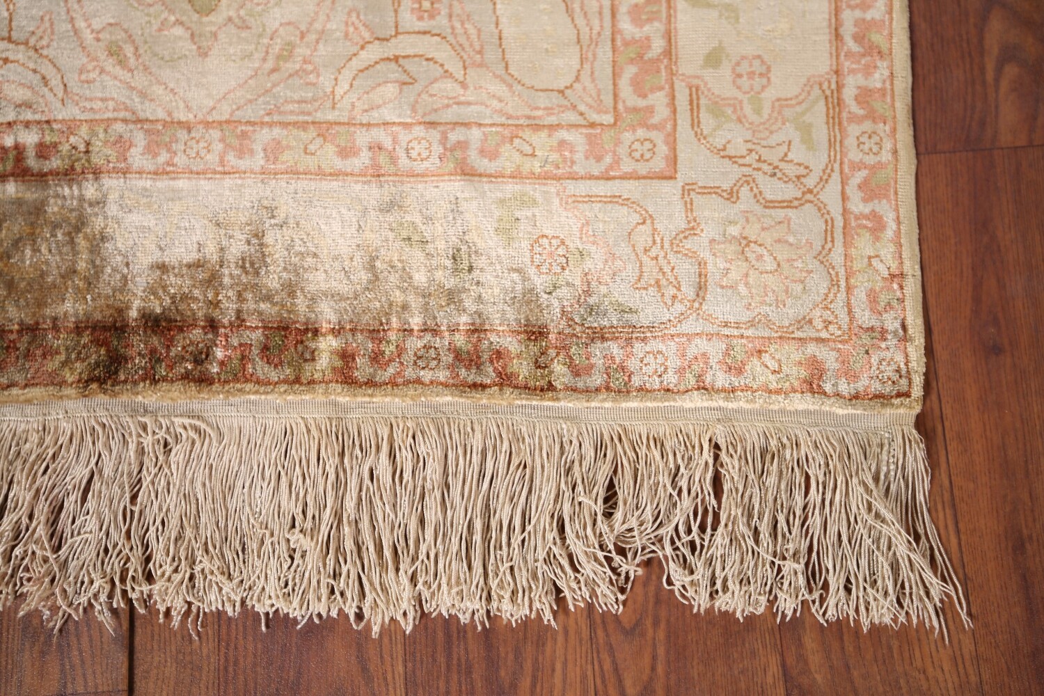 Pre-1900 Antique Silk Hereke Vegetable Dye Turkish Rug 2x4