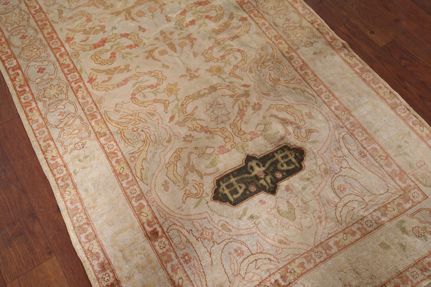Pre-1900 Antique Silk Hereke Vegetable Dye Turkish Rug 2x4