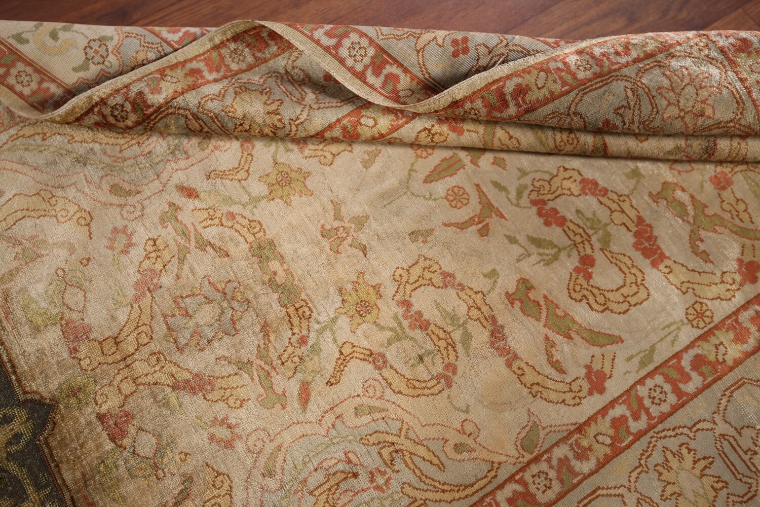 Pre-1900 Antique Silk Hereke Vegetable Dye Turkish Rug 2x4