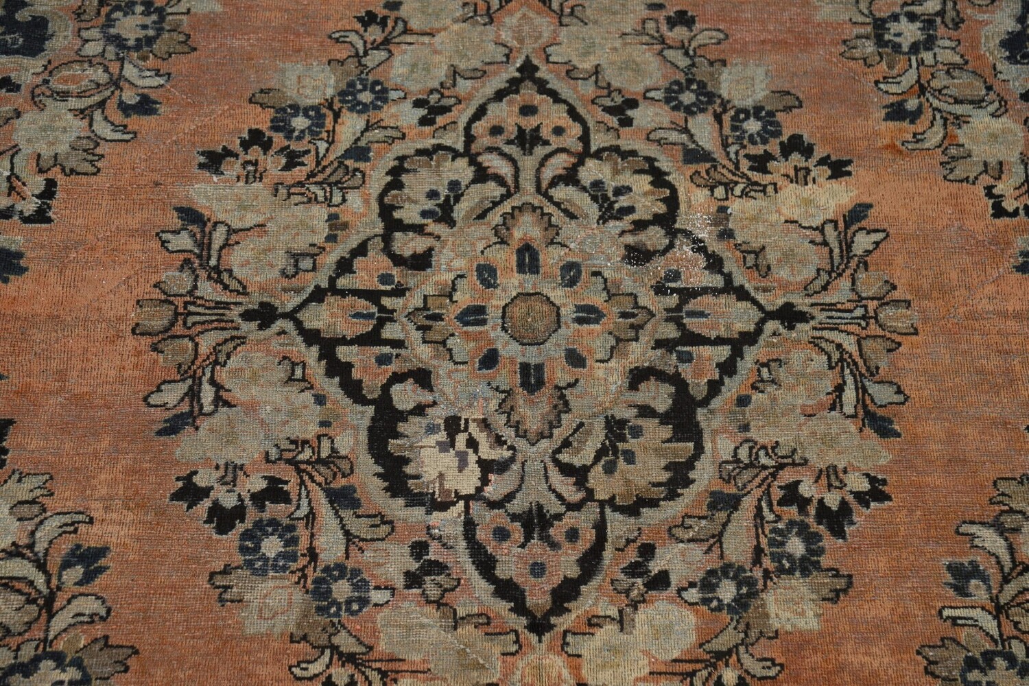 Antique Floral Wool Mahal Persian Area Rug 9x12