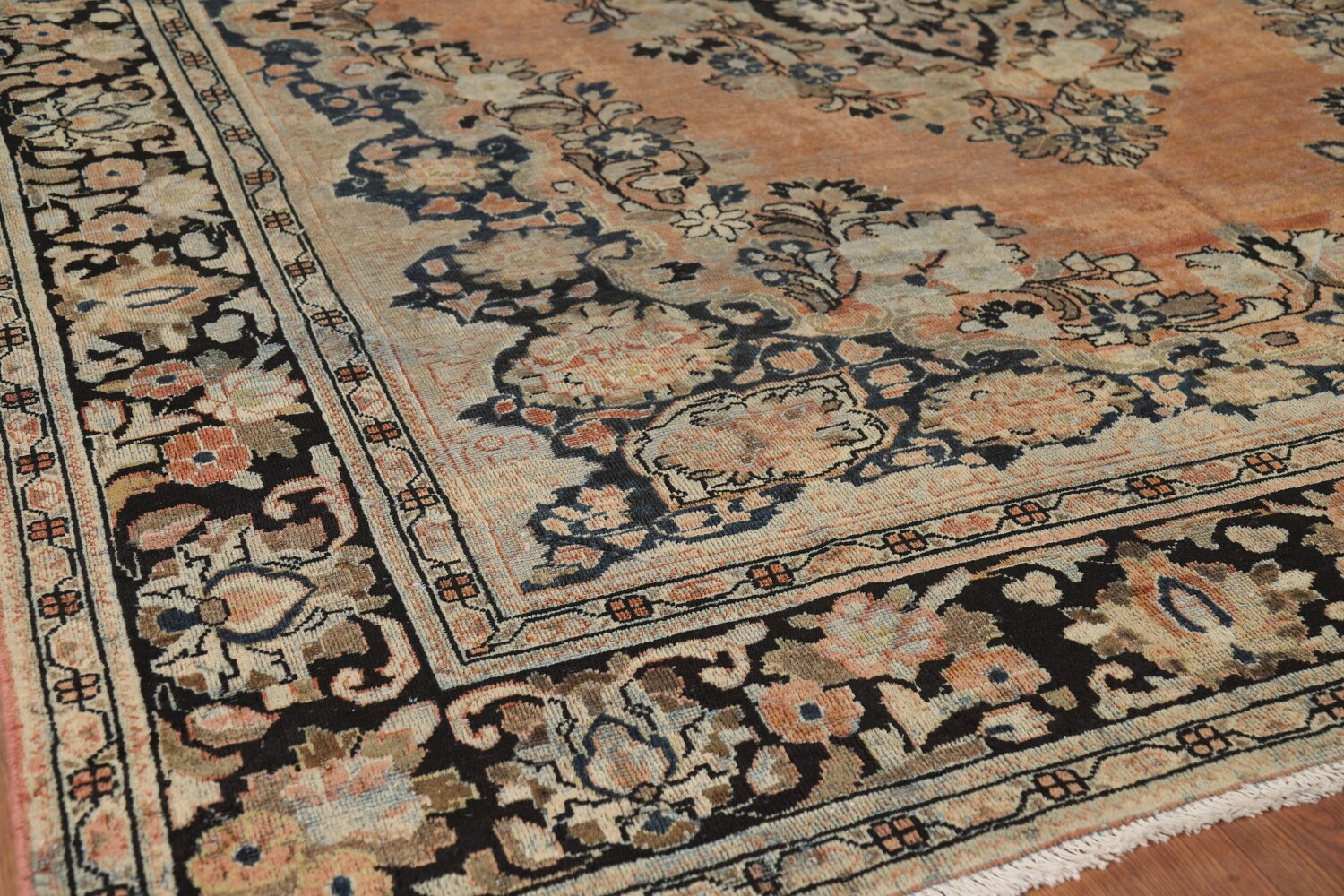 Antique Floral Wool Mahal Persian Area Rug 9x12