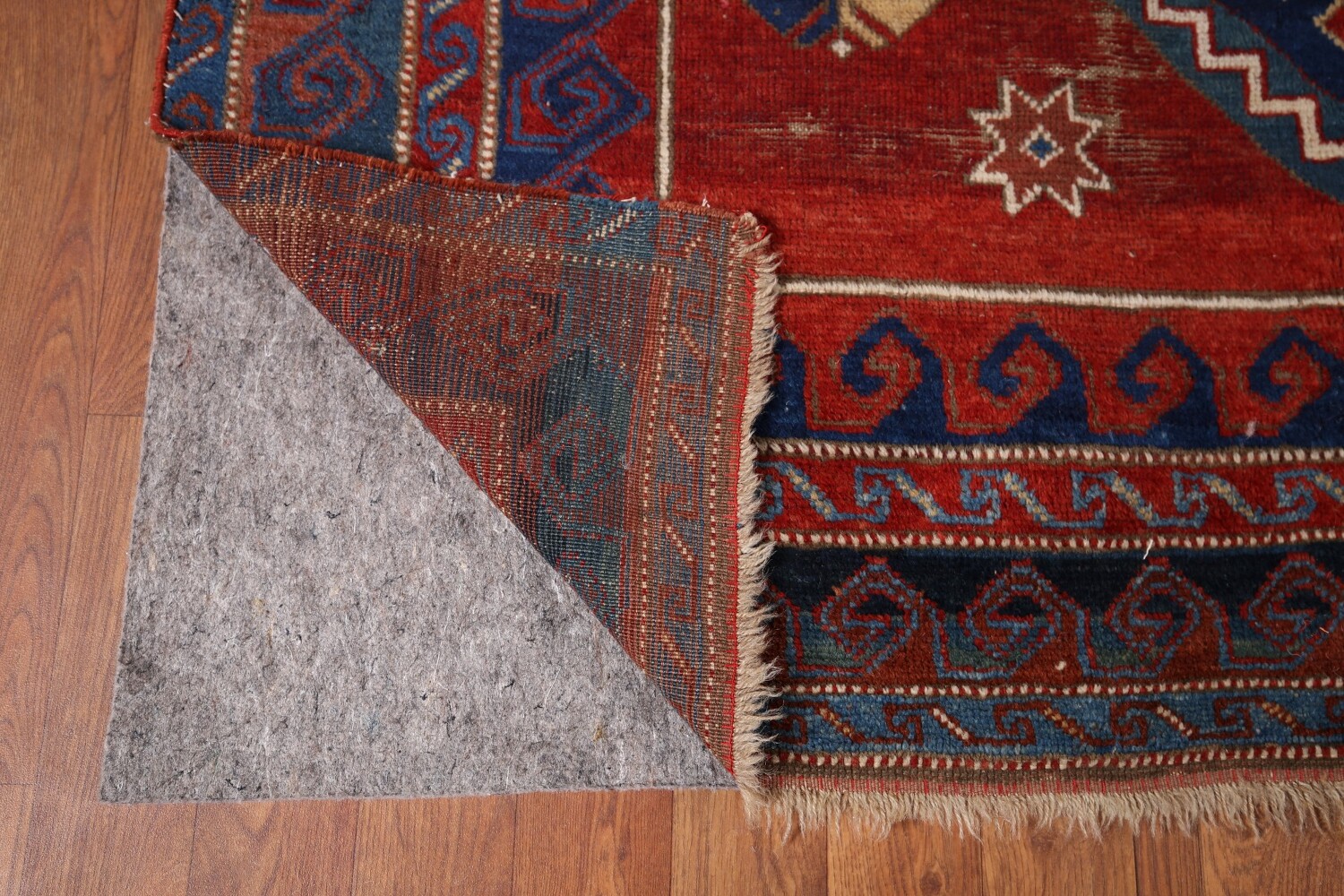 Antique Wool Kazak Vegetable Dye Area Rug 5x8