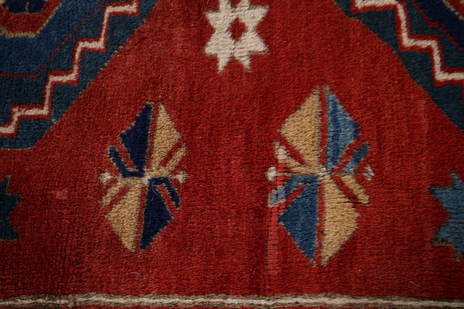 Antique Wool Kazak Vegetable Dye Area Rug 5x8